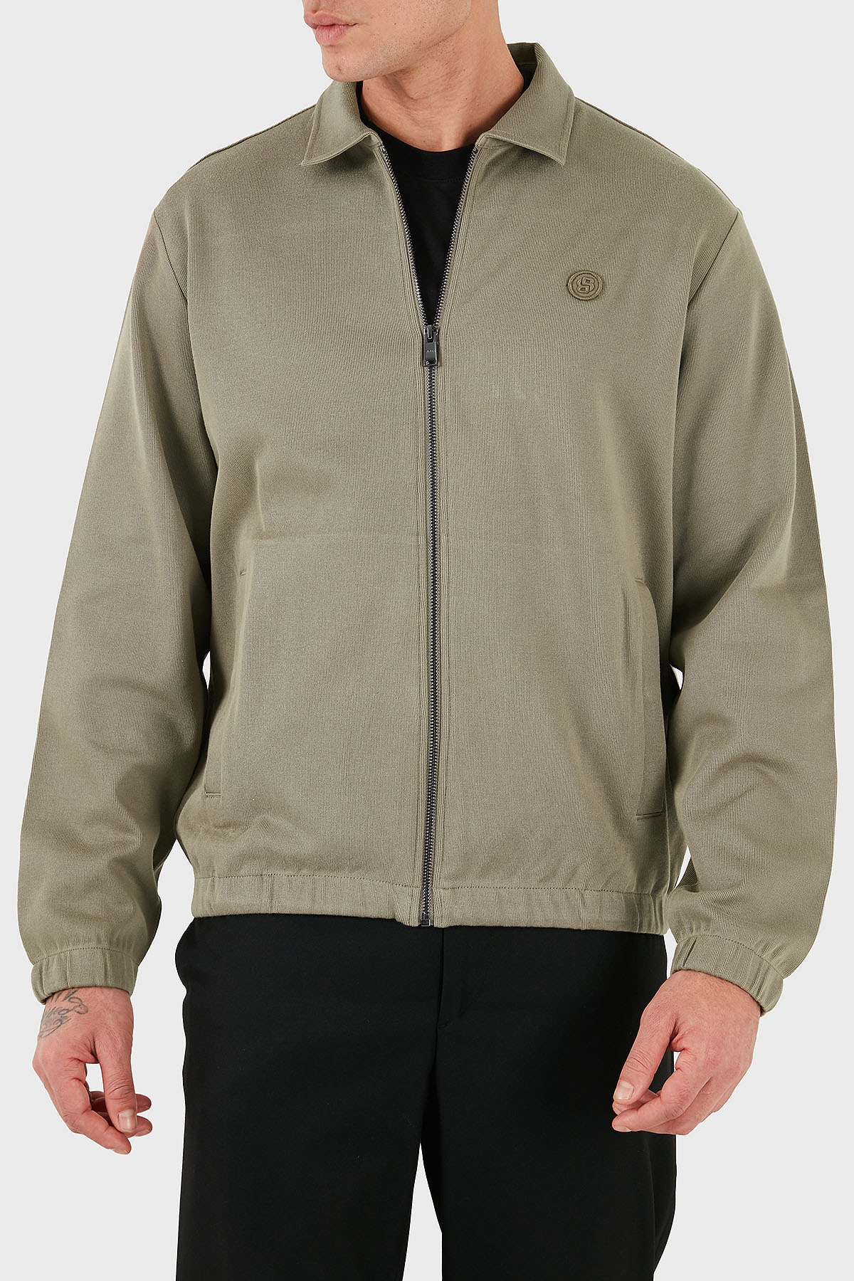 Boss Pamuklu Regular Fit Ceket Yaka Logolu Fermuarlı Erkek Sweat 50556971 245 HAKİ