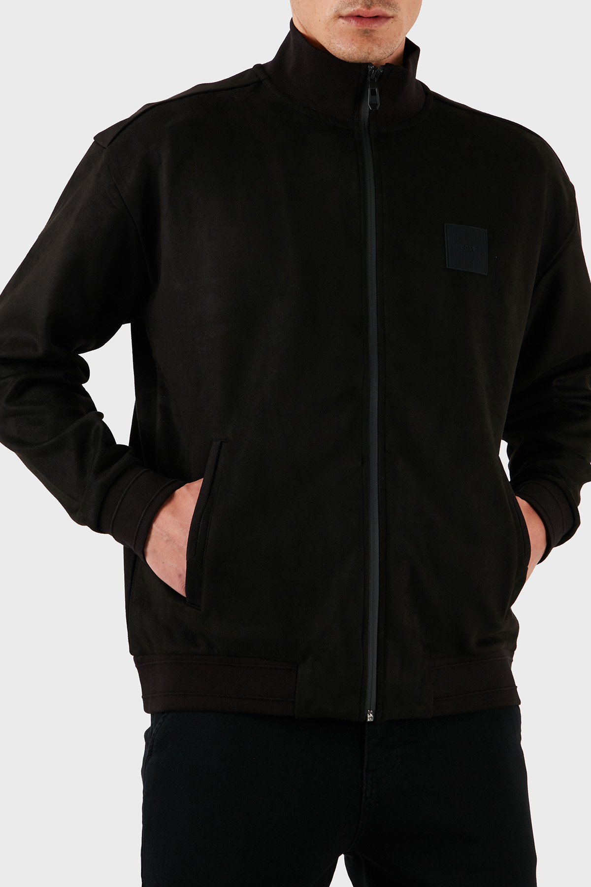 Boss Pamuklu Regular Fit Dik Yaka Fermuarlı Erkek Sweat 50531043 001 SİYAH