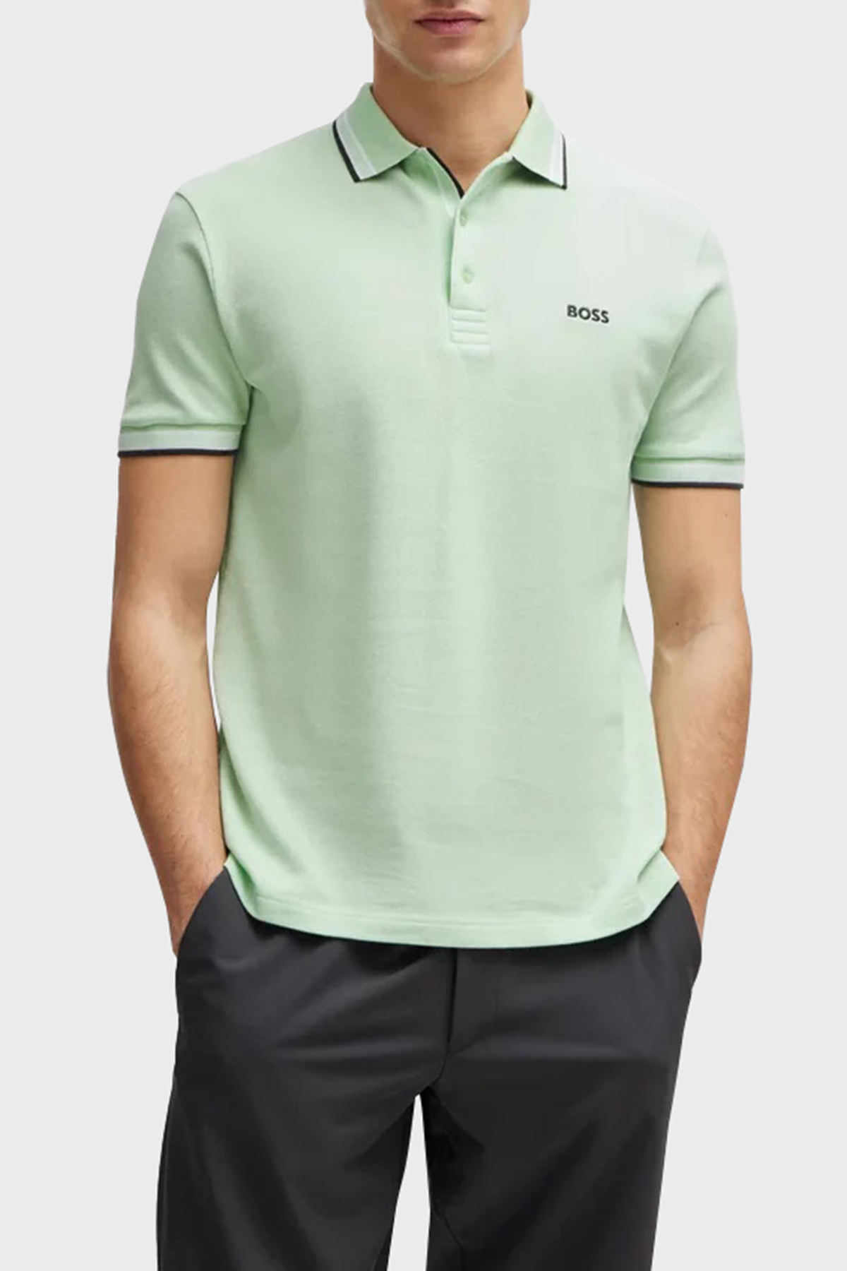 Boss Pamuklu Regular Fit Düğmeli Erkek Polo Yaka T Shirt 50469055 388 AÇIK YEŞİL
