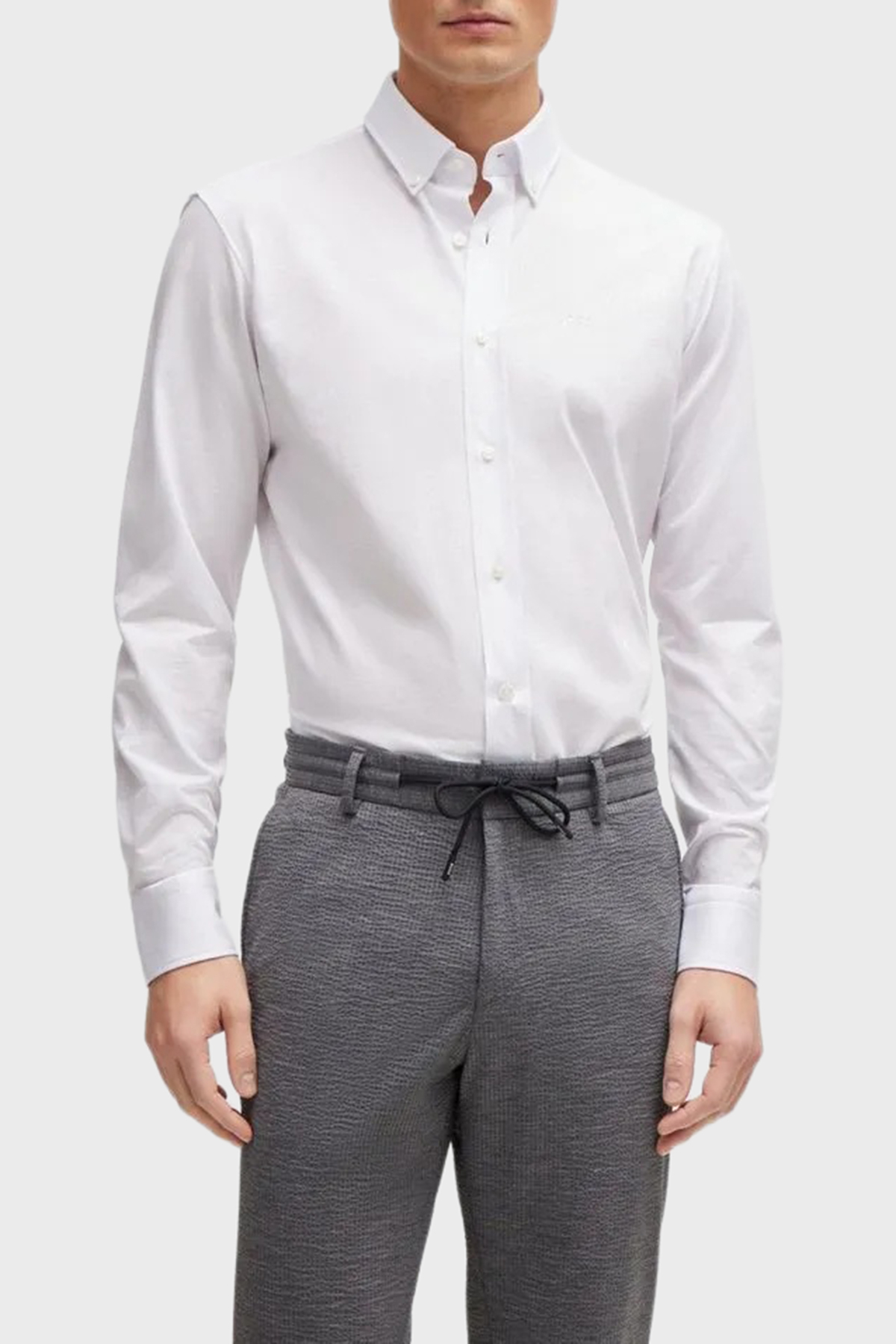Boss Pamuklu Regular Fit Düğmeli Yaka Casual Erkek Gömlek 50469378 100 BEYAZ