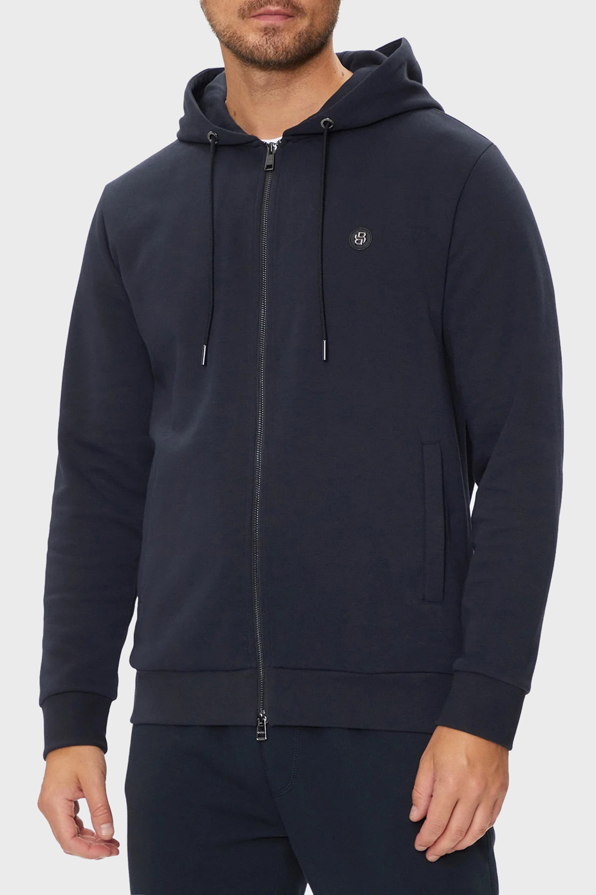 Boss Pamuklu Regular Fit Kapüşonlu Fermuarlı Erkek Sweat 50520303 404 LACİVERT