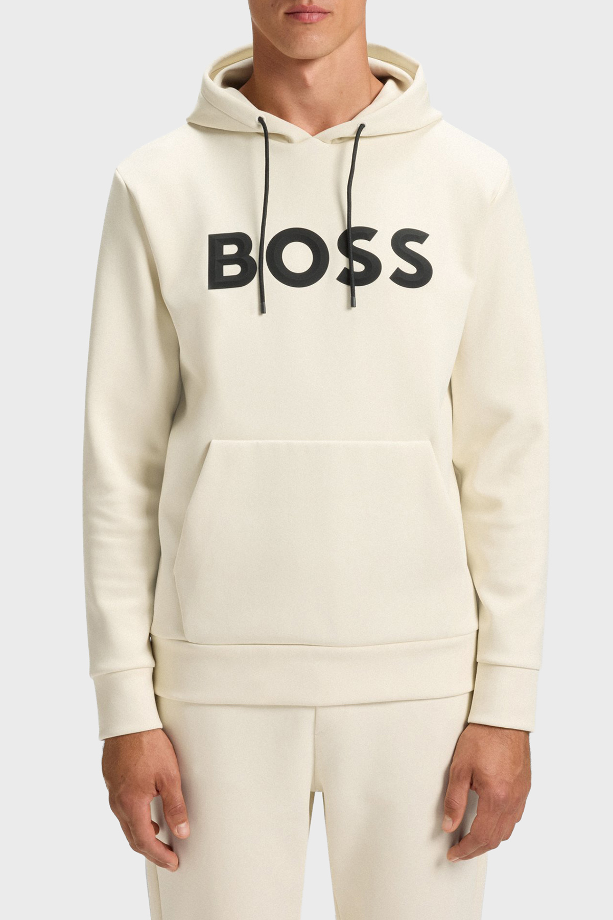 Boss Pamuklu Regular Fit Kapüşonlu Logolu Erkek Sweat 50551457 131 BEJ