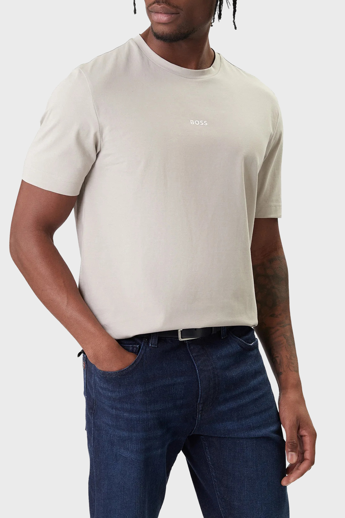 Boss Pamuklu Regular Fit Logolu Bisiklet Yaka Erkek T Shirt 50473278 070 GRİ