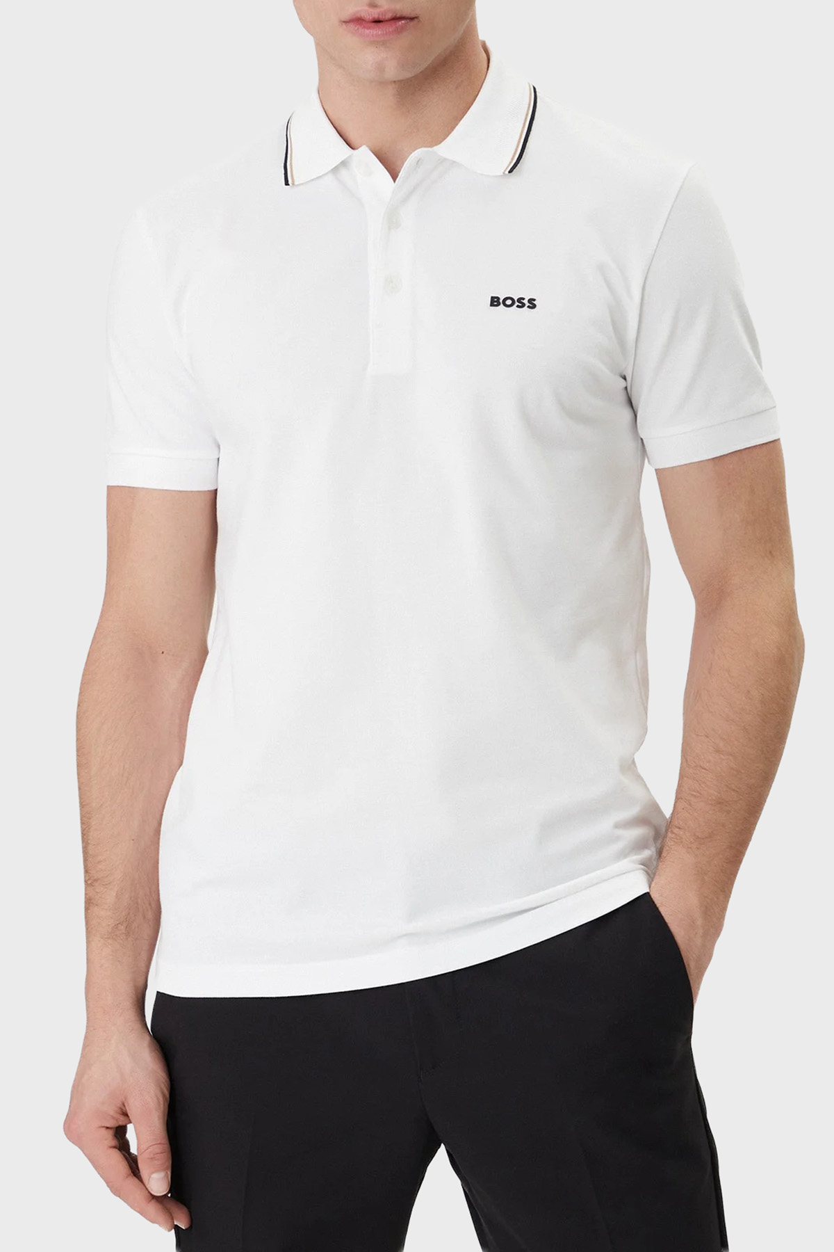 Boss Pamuklu Regular Fit Logolu Düğmeli Erkek Polo 50559365 100 BEYAZ