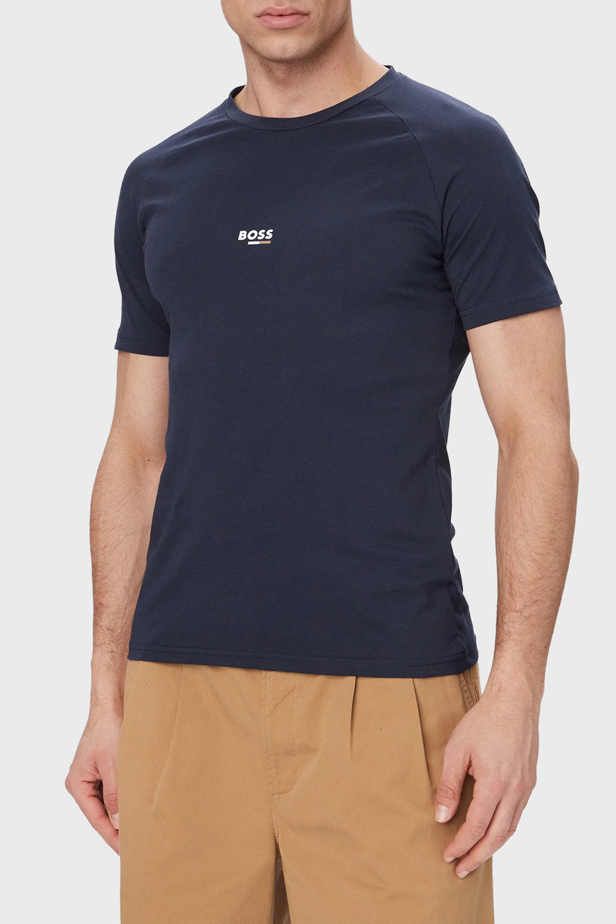 Boss Pamuklu Regular Fit Logolu Yuvarlak Yaka Erkek T Shirt 50517970 415 LACİVERT