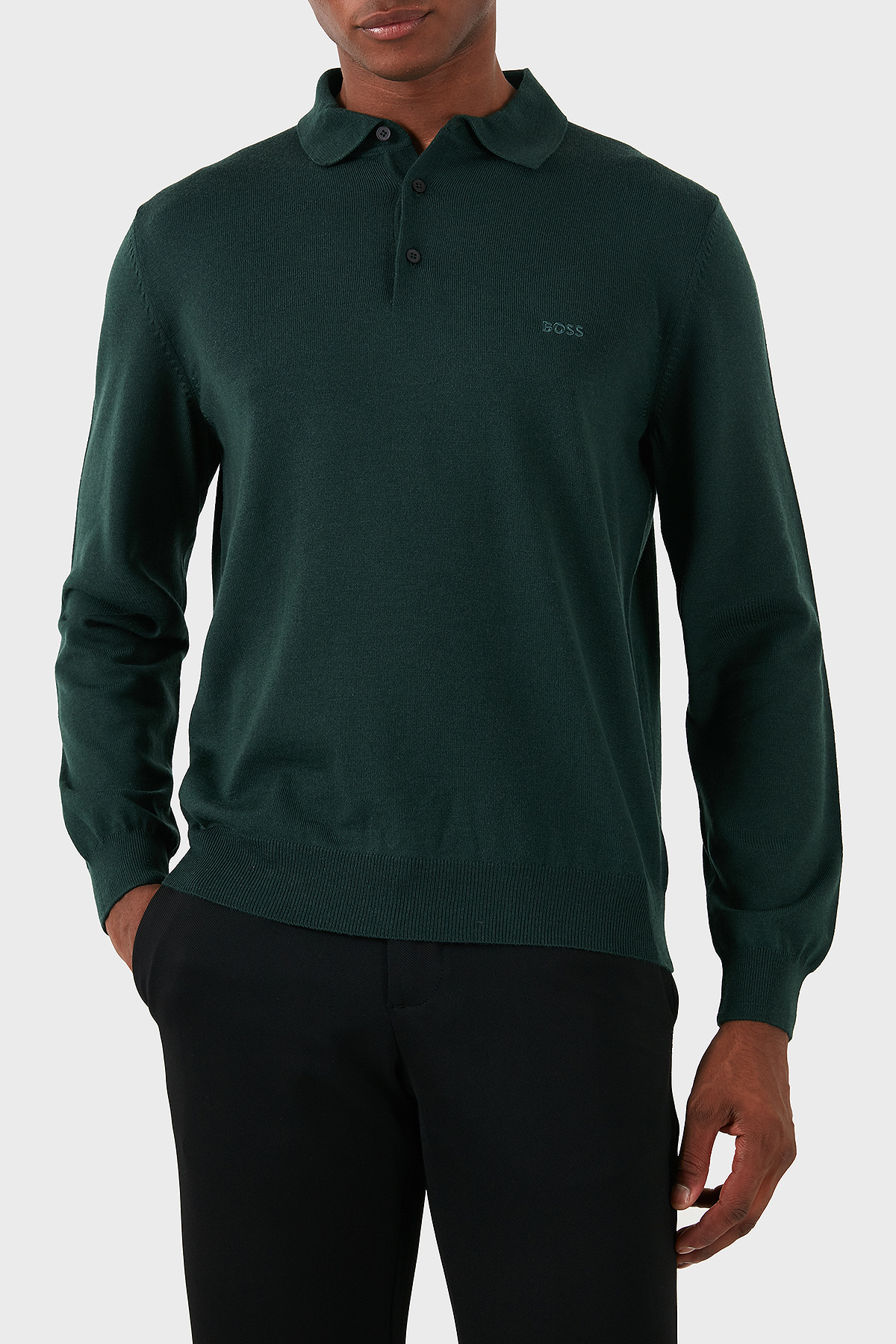 Boss % 100 Pamuk Regular Fit Polo Yaka Erkek Kazak 50476357 385 YEŞİL