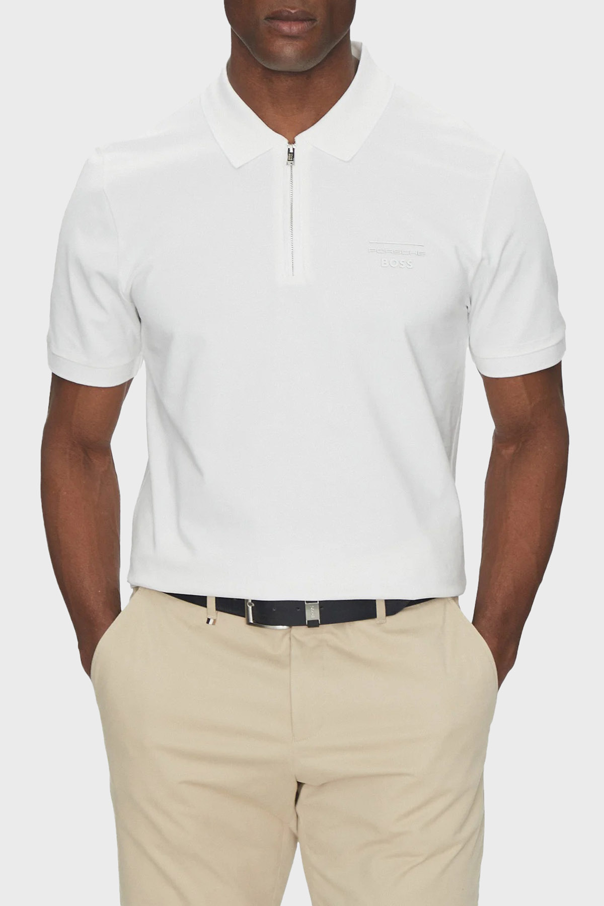 Boss Pamuklu Regular Fit Yarım Fermuarlı Erkek Polo Yaka T Shirt 50531463 100 BEYAZ