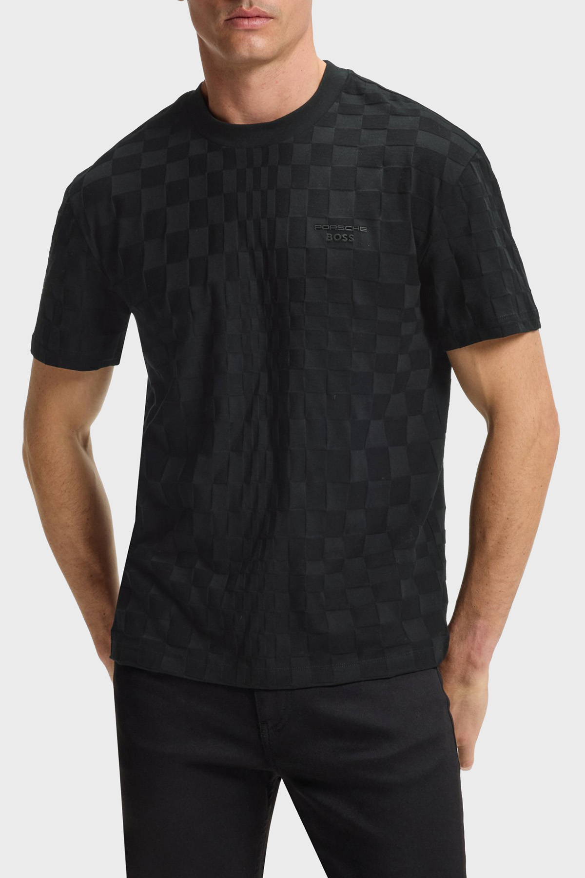 Boss Pamuklu Relaxed Fit Bisiklet Yaka Jakarlı Erkek T Shirt 50559821 001 SİYAH