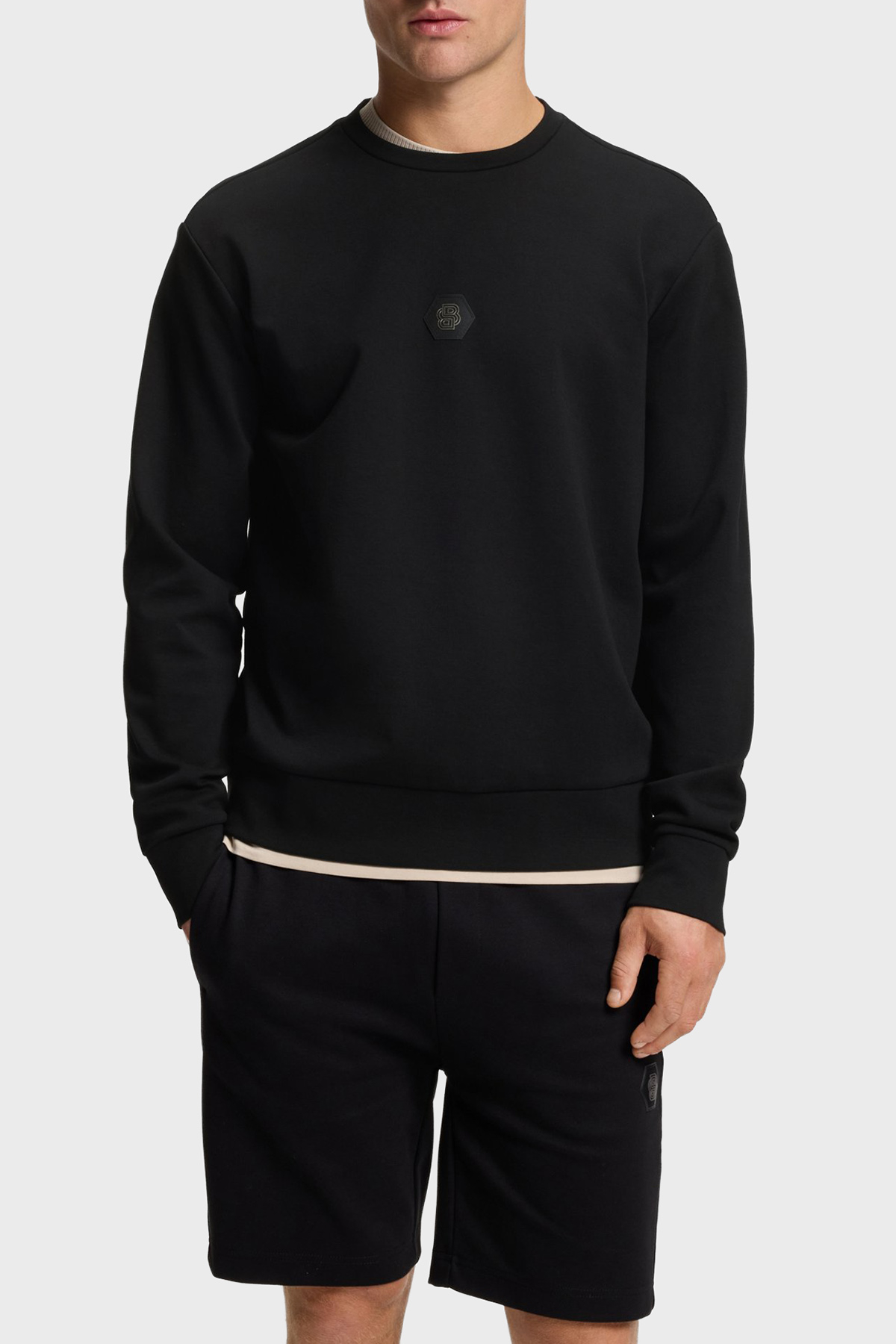 Boss Pamuklu Relaxed Fit Bisiklet Yaka Logolu Erkek Sweat 50543859 001 SİYAH