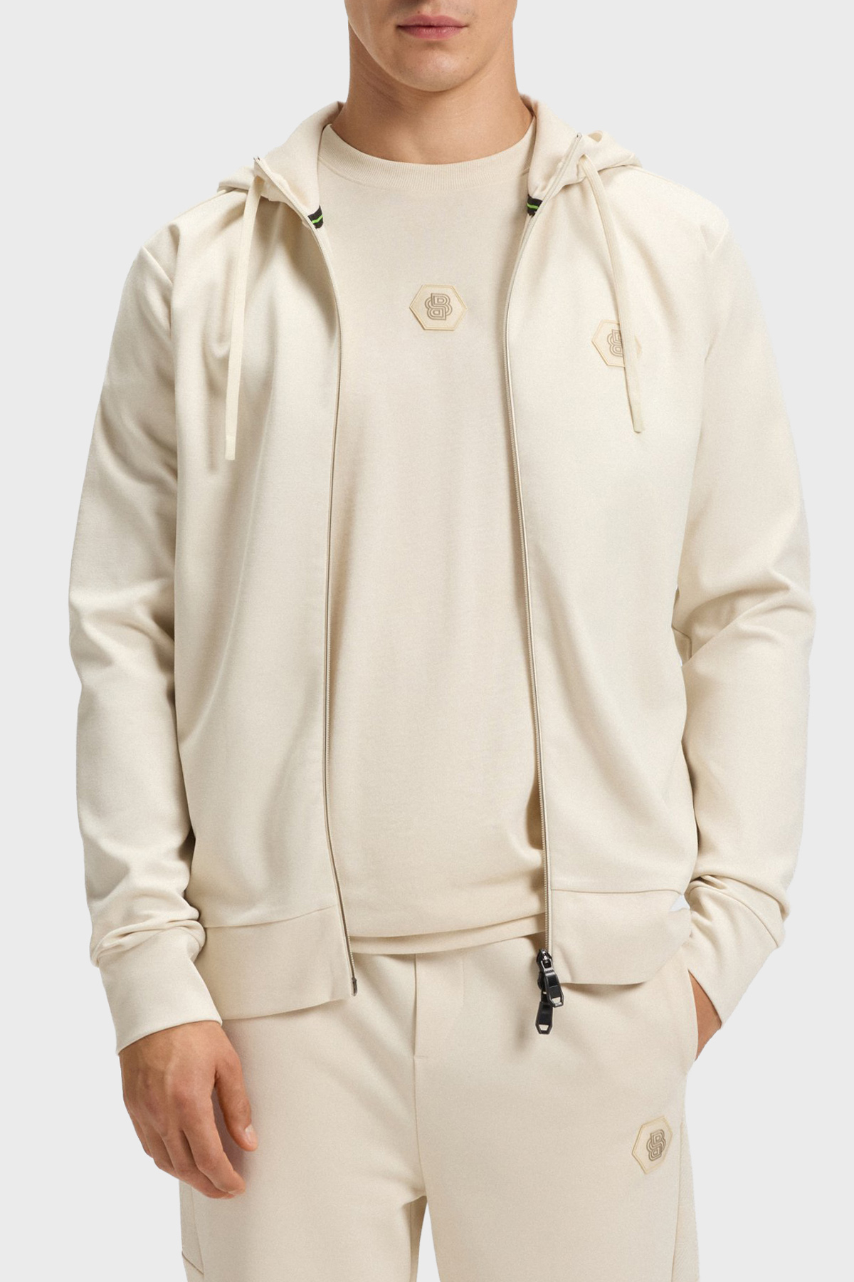 Boss Pamuklu Relaxed Fit Kapüşonlu Fermuarlı Erkek Sweat 50545581 131 BEJ
