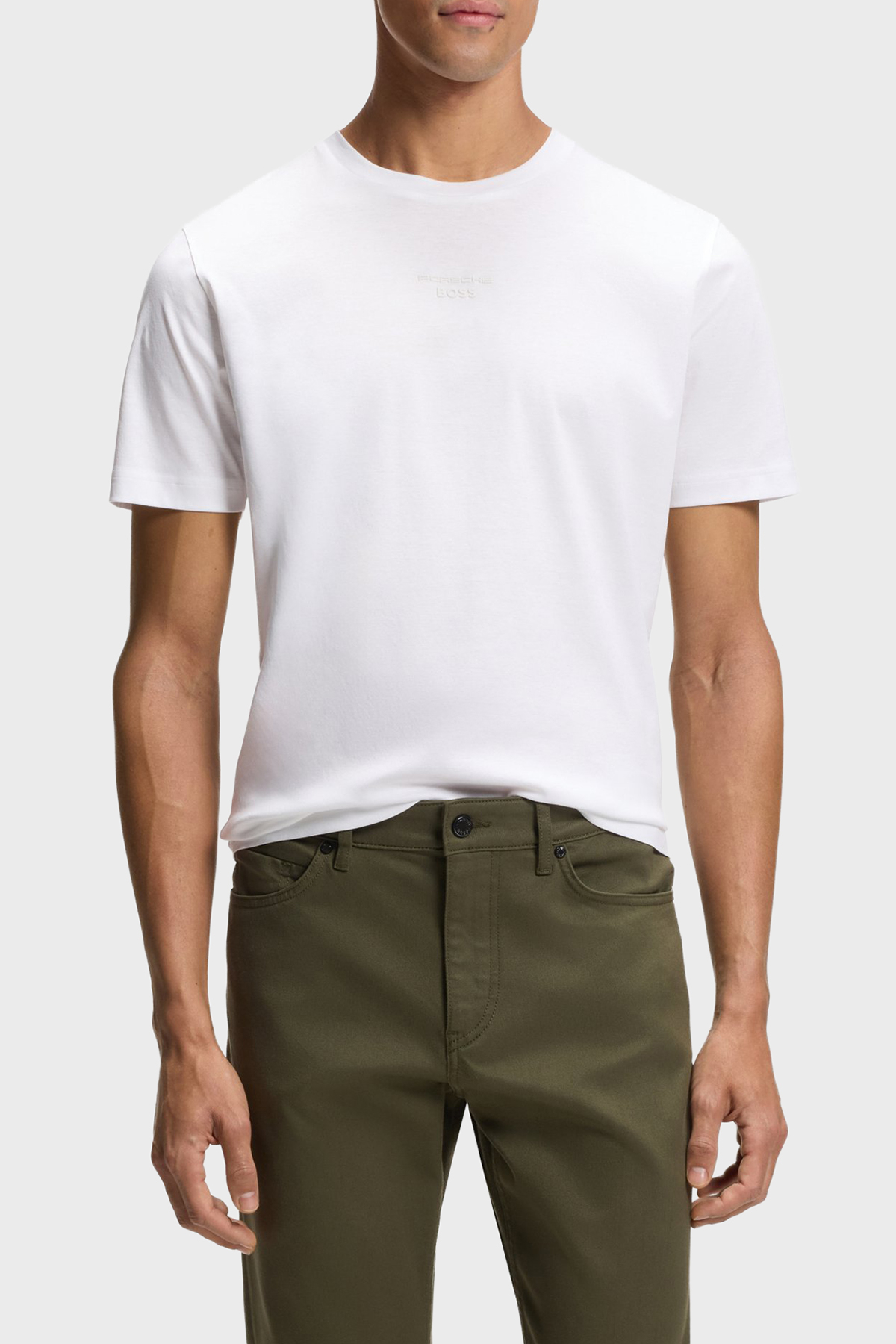 Boss Pamuklu Sırt Baskılı Regular Fit Bisiklet Yaka Erkek T Shirt 50561856 100 BEYAZ