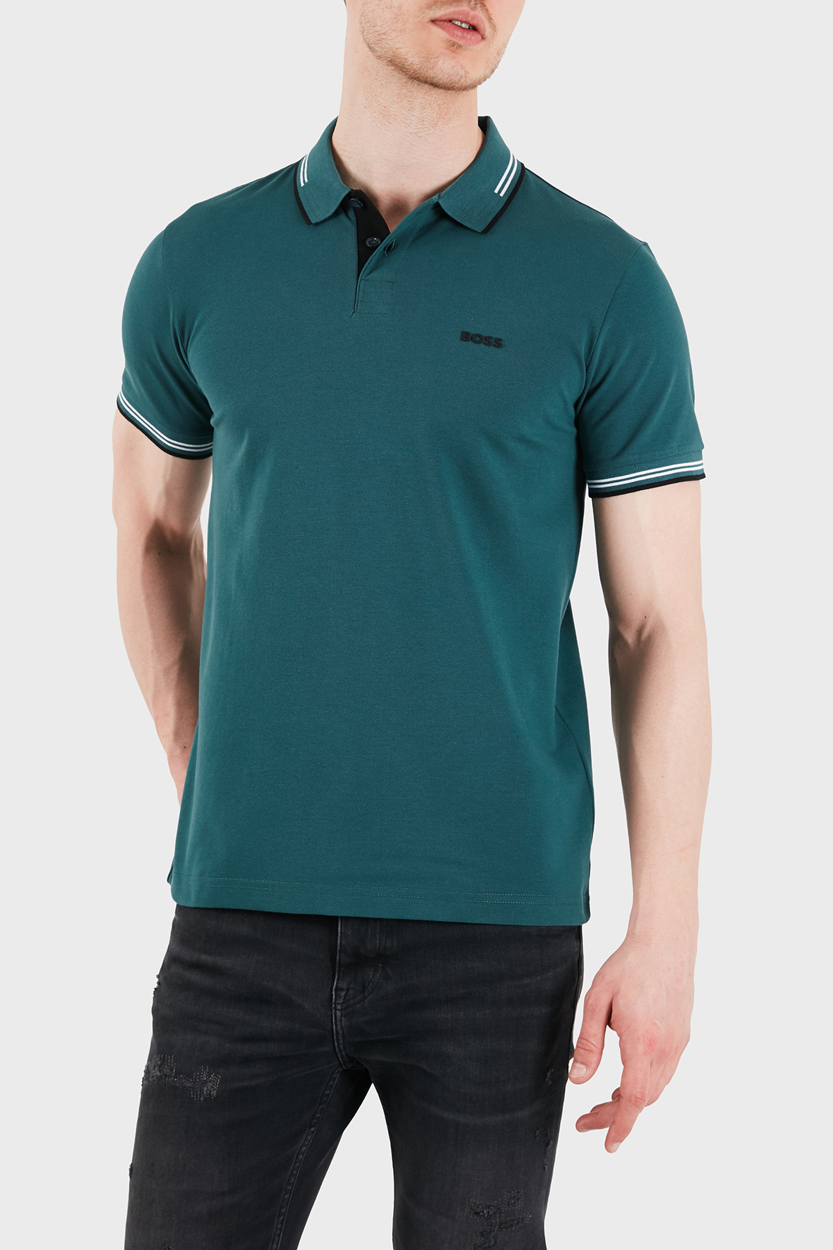 Boss Pamuklu Slim Fit Düğmeli Erkek Polo 50506193 356 PETROL