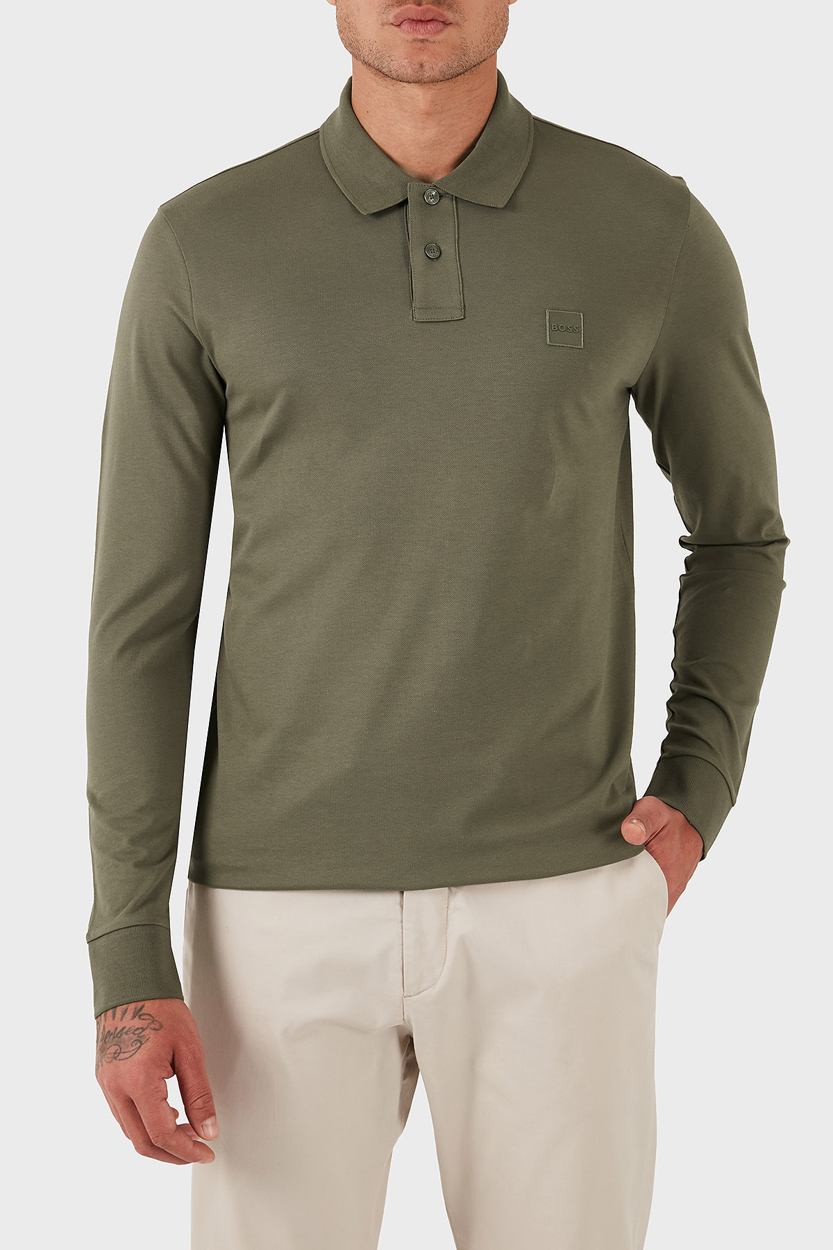 Boss Pamuklu Slim Fit Düğmeli Erkek Polo Yaka Sweat 50507704 342 HAKİ