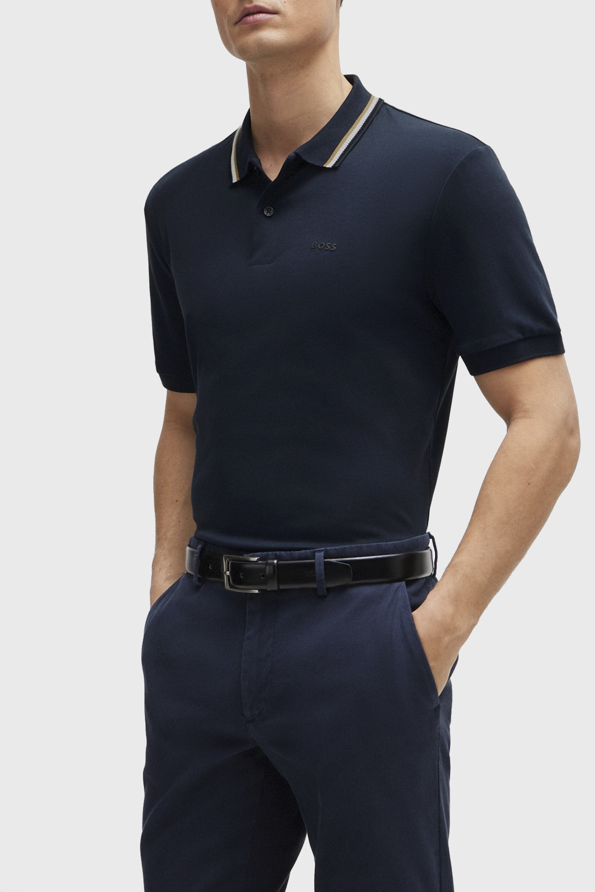 Boss Pamuklu Slim Fit Düğmeli Erkek Polo Yaka T Shirt 50469360 404 LACİVERT