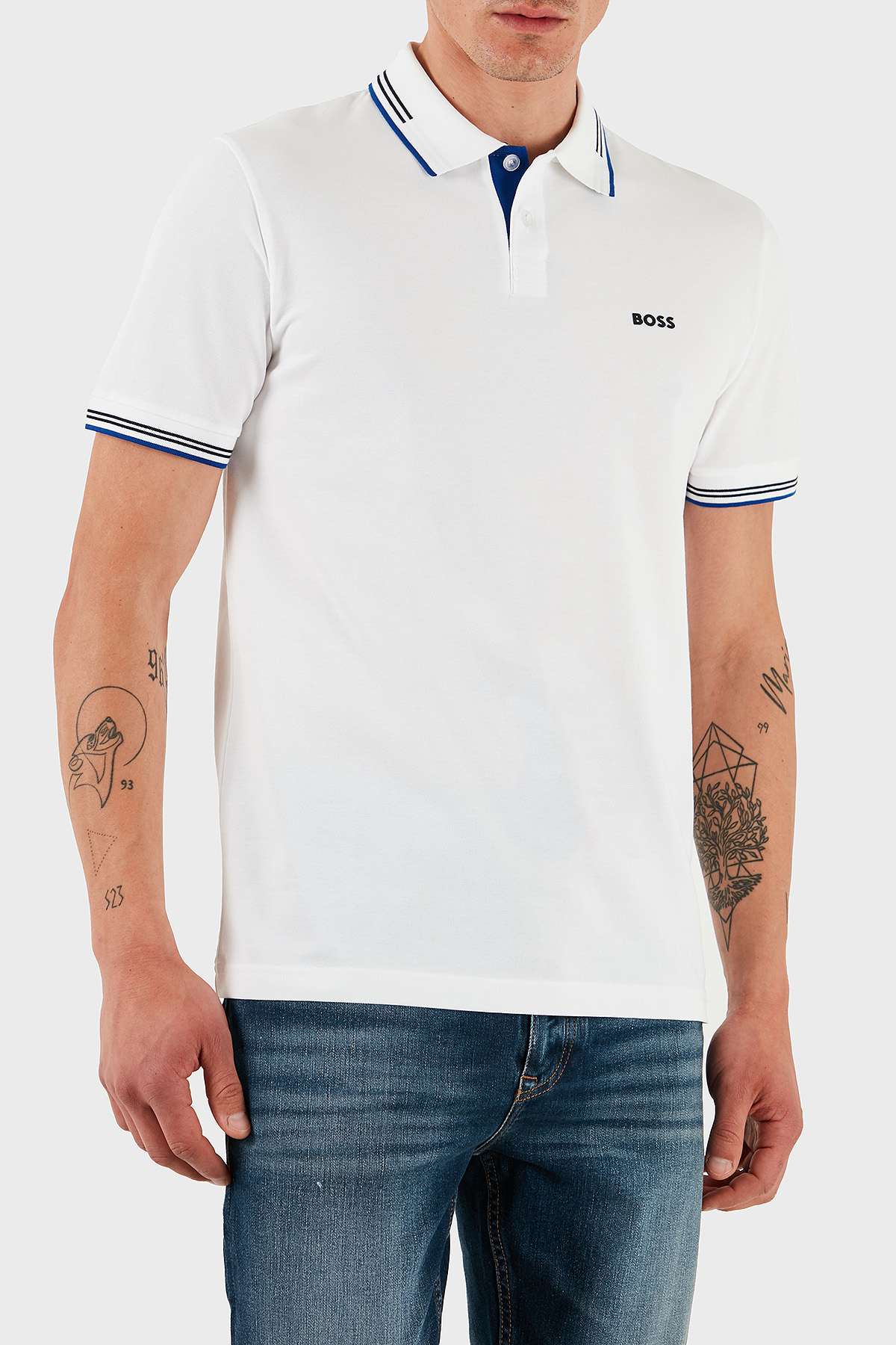 Boss Pamuklu Slim Fit Düğmeli Erkek Polo Yaka T Shirt 50506193 105 BEYAZ