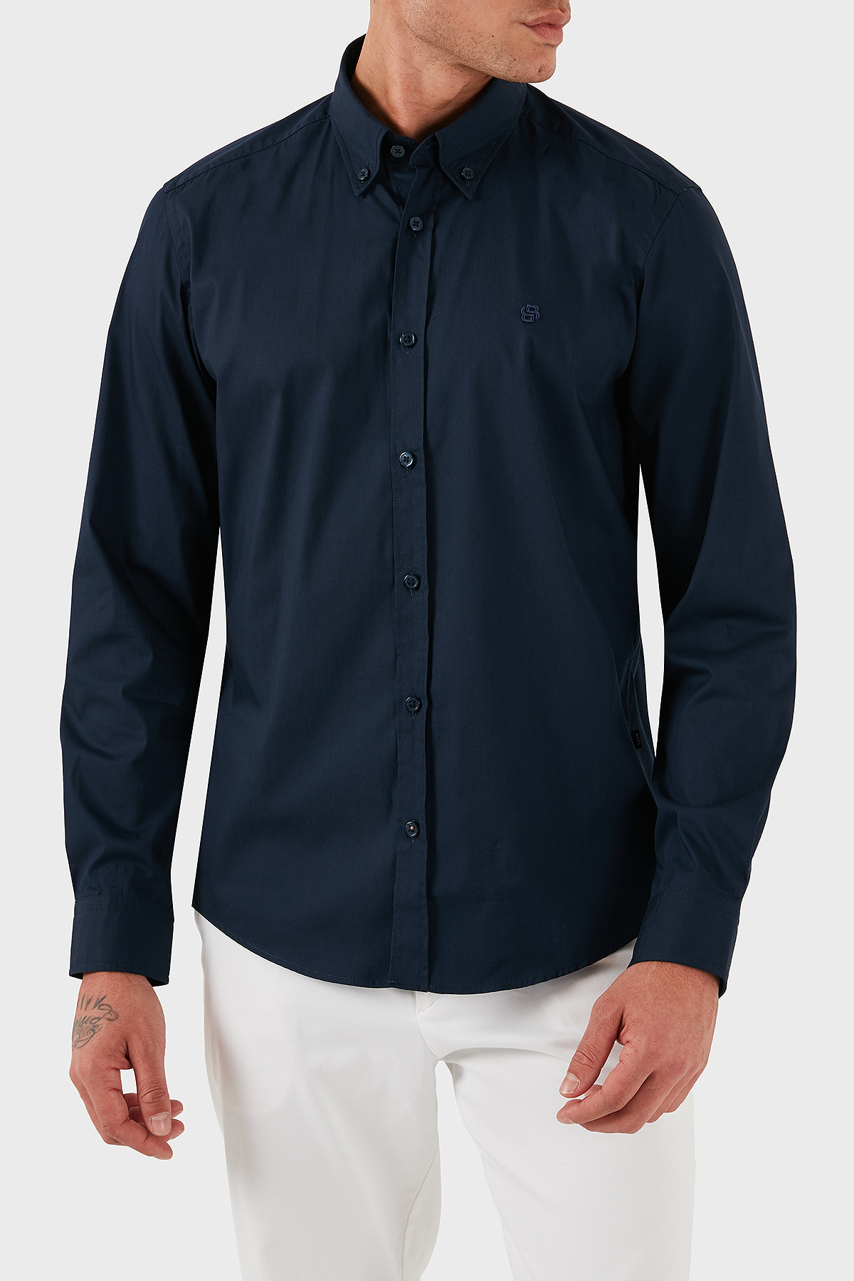 Boss Pamuklu Slim Fit Düğmeli Yaka Uzun Kollu Erkek Gömlek 50545227 404 LACİVERT