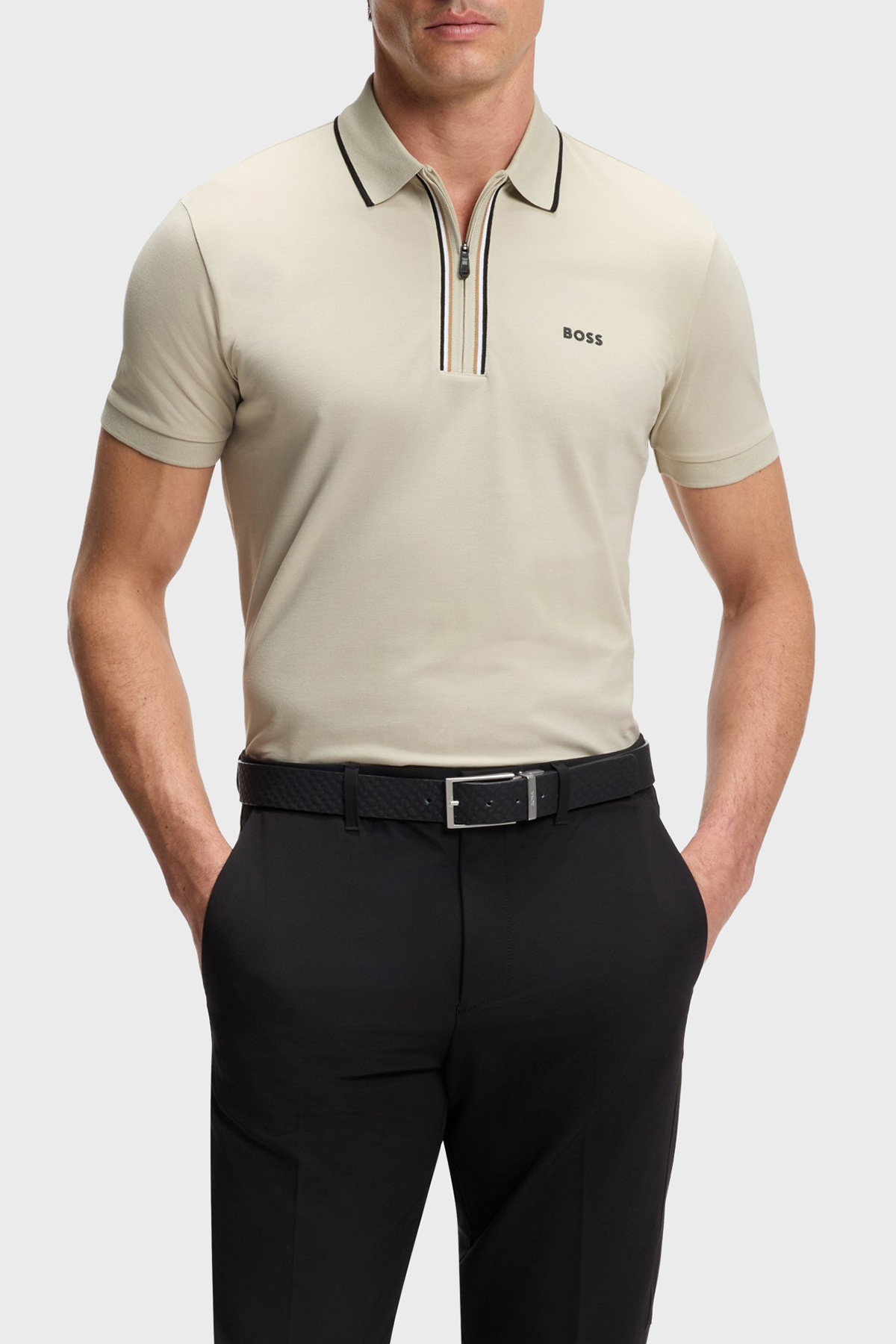 Boss Pamuklu Slim Fit Logolu Fermuarlı Erkek Polo 50555698 272 BEJ