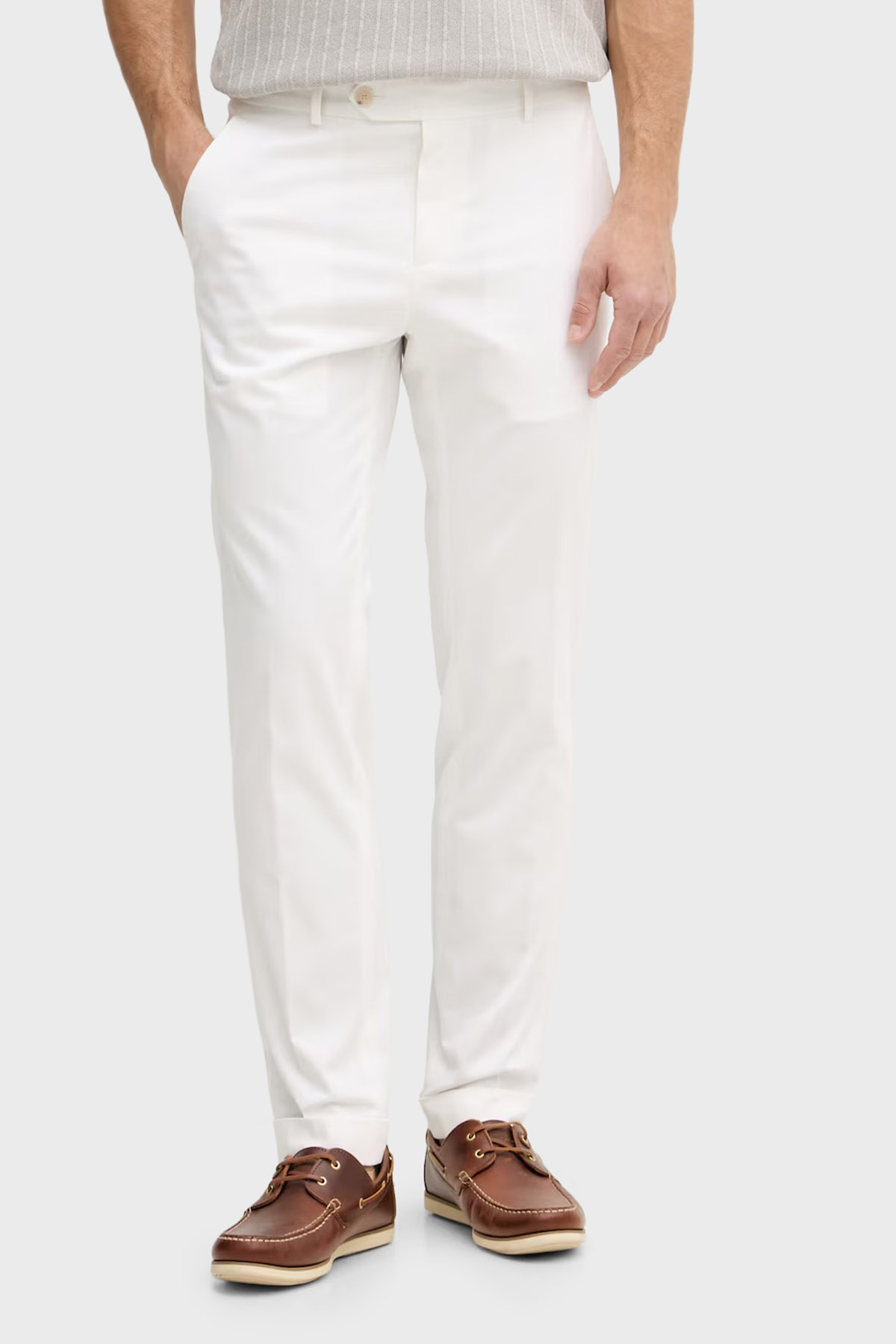 Boss Pamuklu Slim Fit Normal Bel Dar Paça Erkek Pantolon 50561572 100 BEYAZ