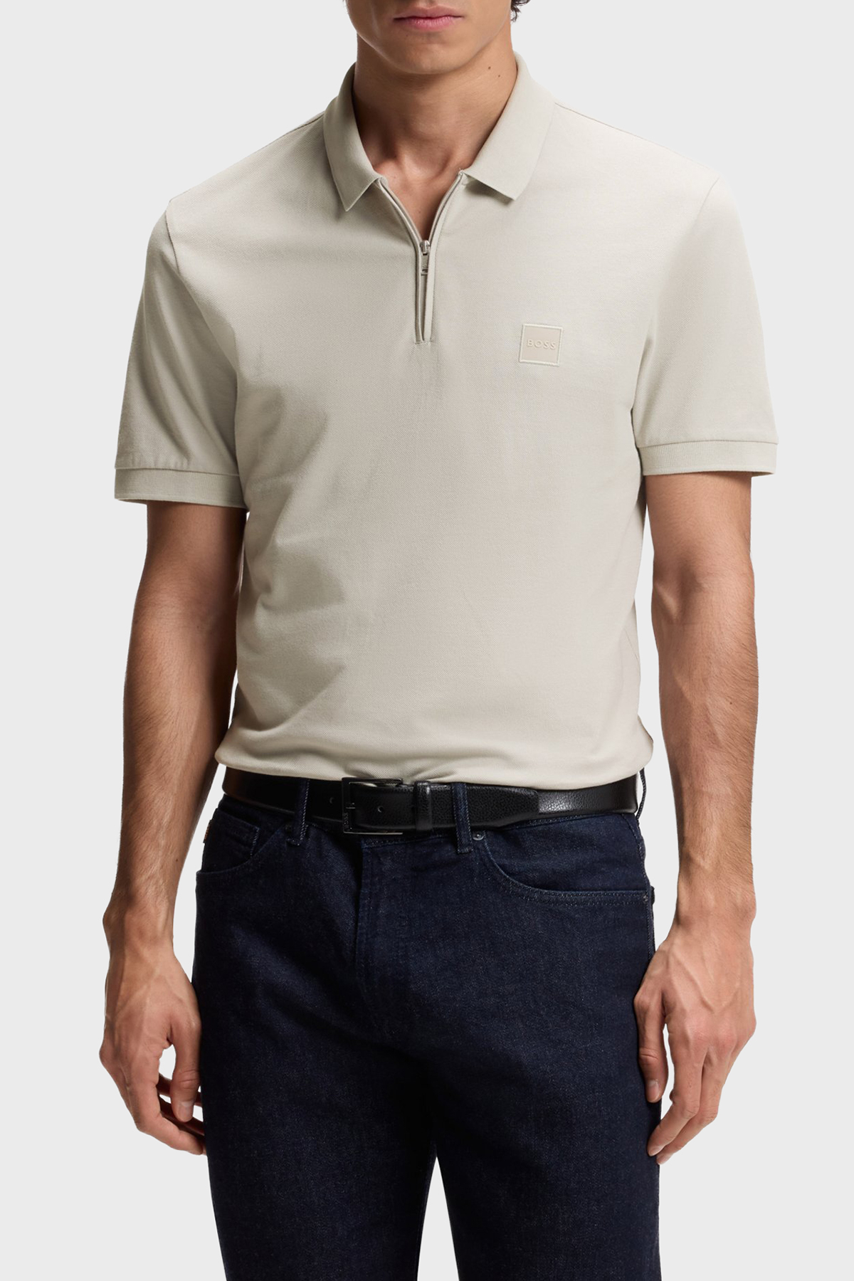 Boss Pamuklu Slim Fit Yarım Fermuarlı Erkek Polo 50537507 070 BEJ