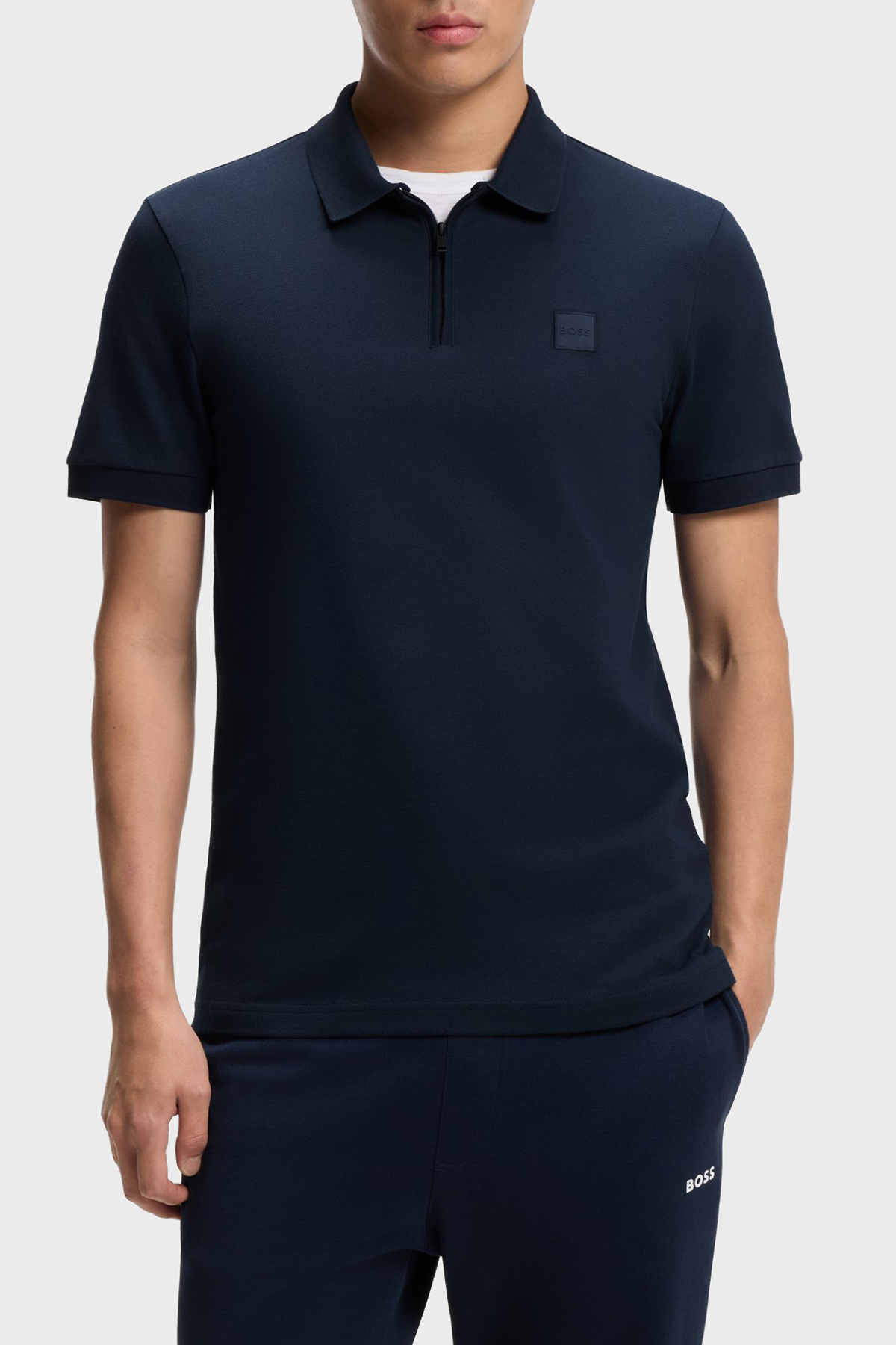 Boss Pamuklu Slim Fit Yarım Fermuarlı Erkek Polo 50537507 464 LACİVERT