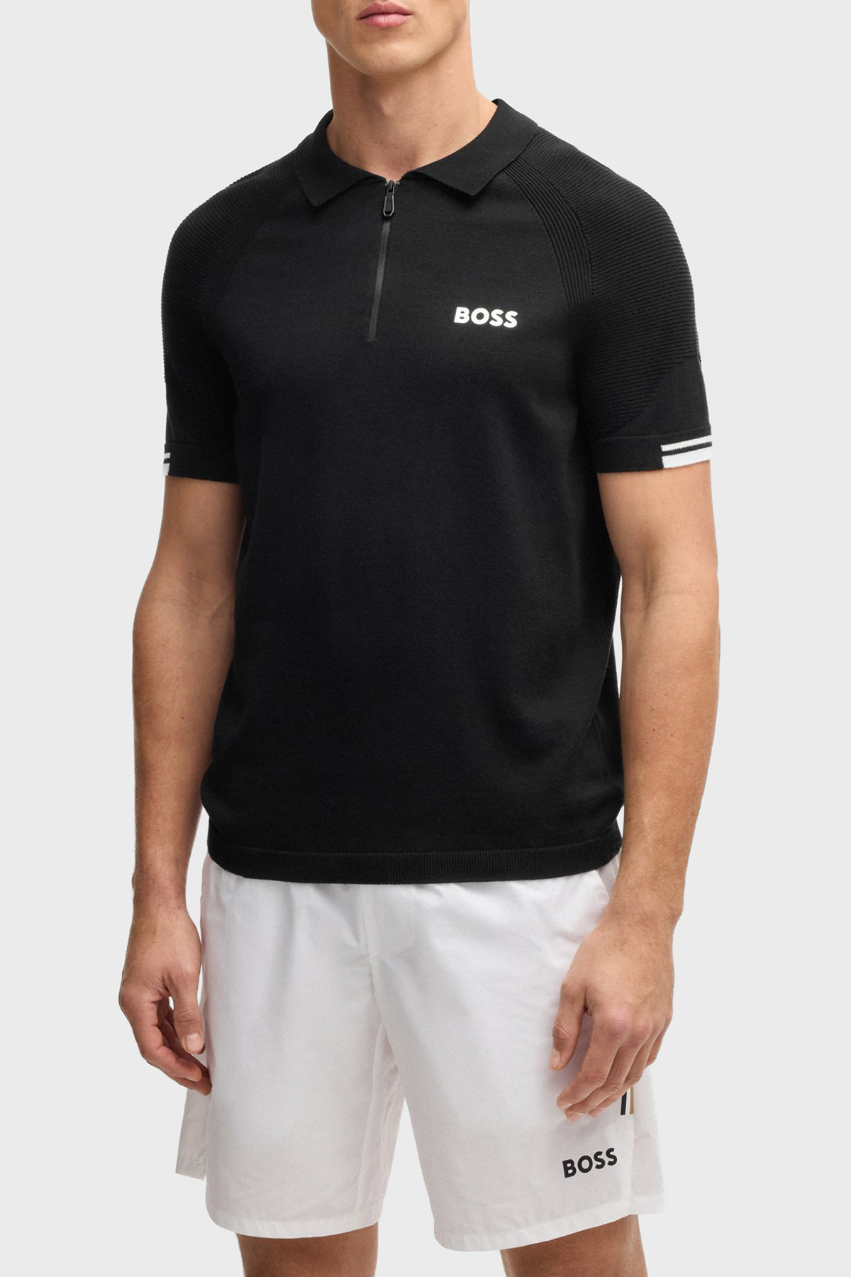 Boss Pamuklu Slim Fit Yarım Fermuarlı Erkek Polo Yaka T Shirt 50537146 002 SİYAH