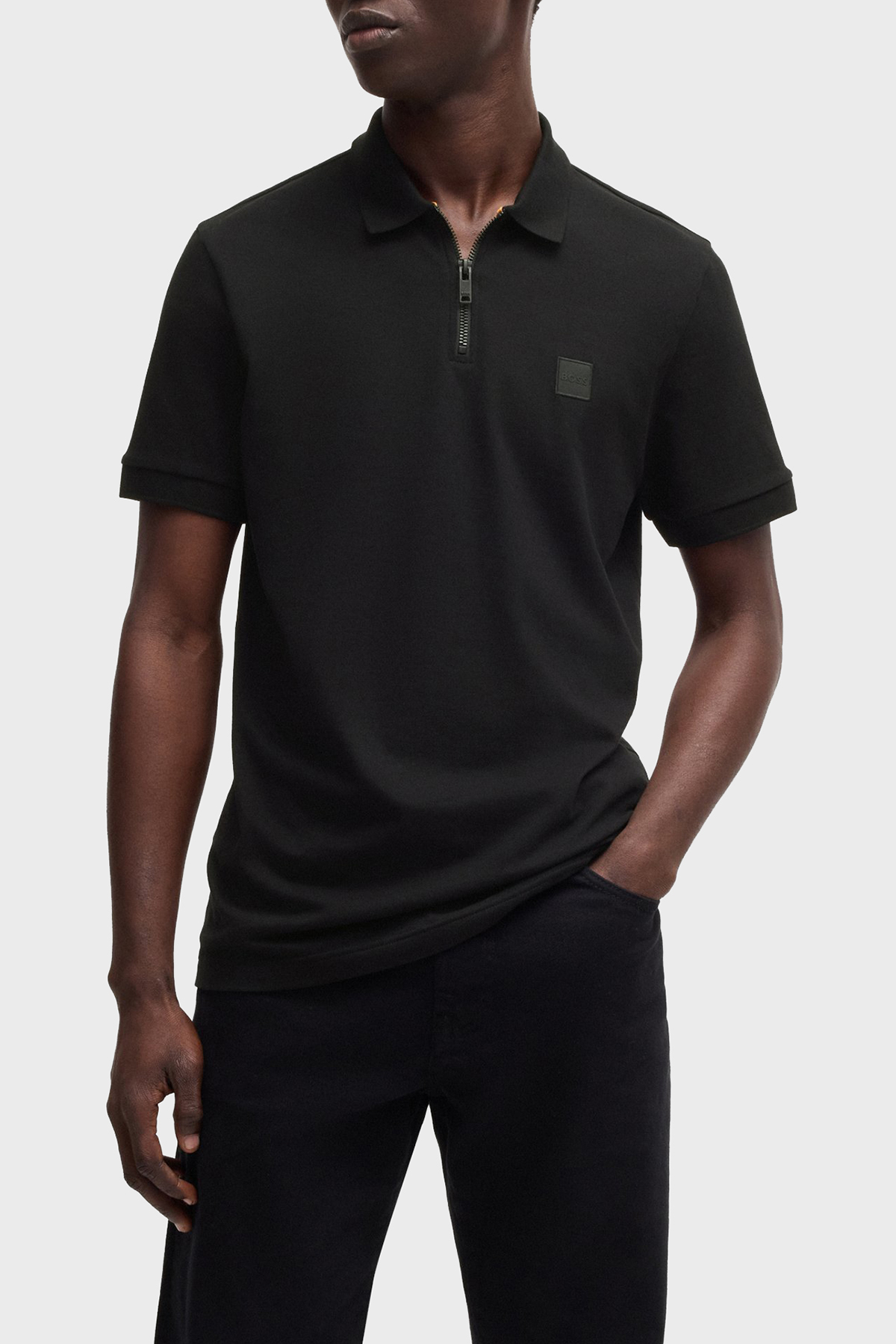 Boss Pamuklu Slim Fit Yarım Fermuarlı Erkek Polo Yaka T Shirt 50537507 001 SİYAH