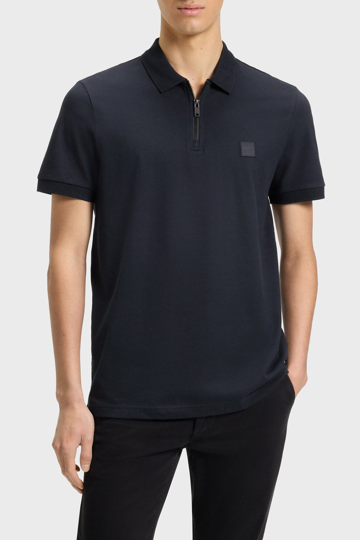 Boss Pamuklu Slim Fit Yarım Fermuarlı Erkek Polo Yaka T Shirt 50537507 404 LACİVERT