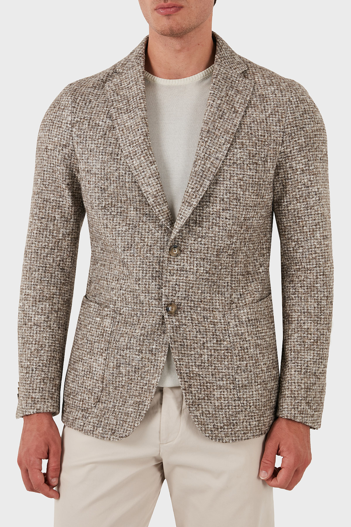 Boss Pamuklu Yünlü Slim Fit Kırçıllı Mono Yaka Erkek Ceket 50528199 131 KREM