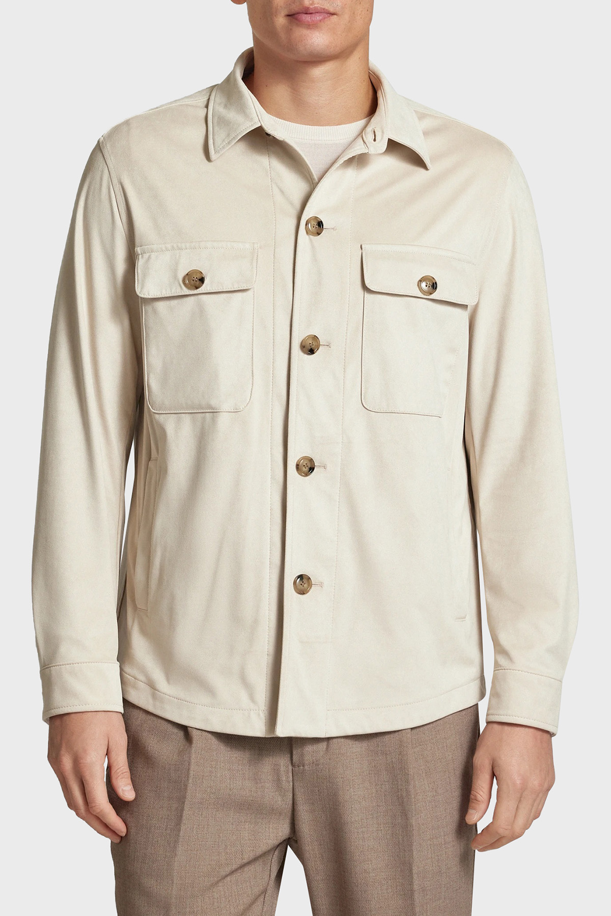 Boss Regular Fit Cepli Süet Erkek Gömlek Ceket 50535666 131 EKRU
