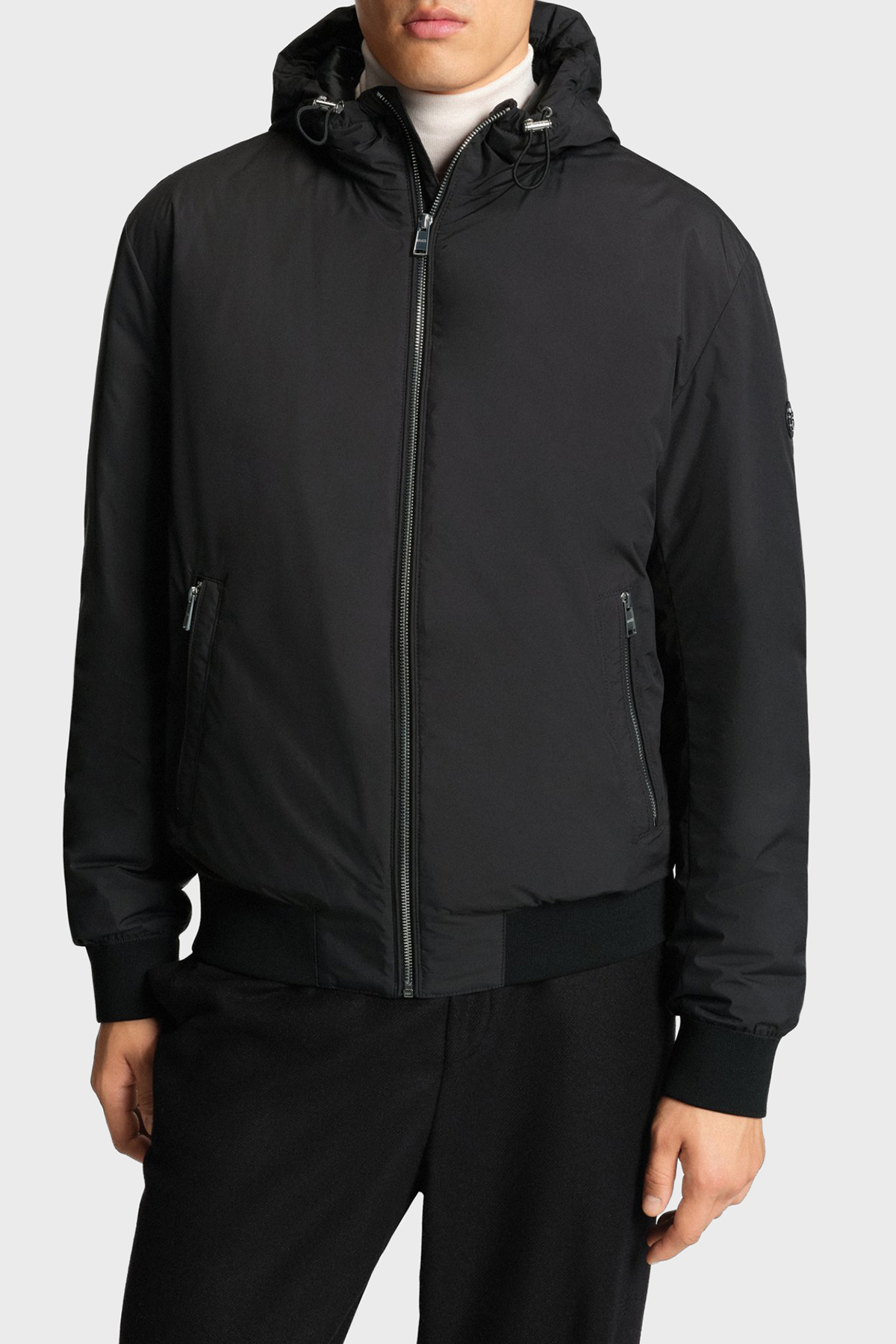 Boss Regular Fit Kapüşonlu Yaka Su İtici Erkek Mont 50547425 001 SİYAH