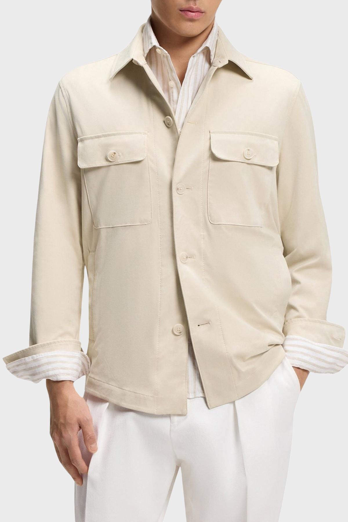 Boss Relaxed Fit Klasik Yaka Uzun Kollu Erkek Gömlek 50544483 118 BEJ