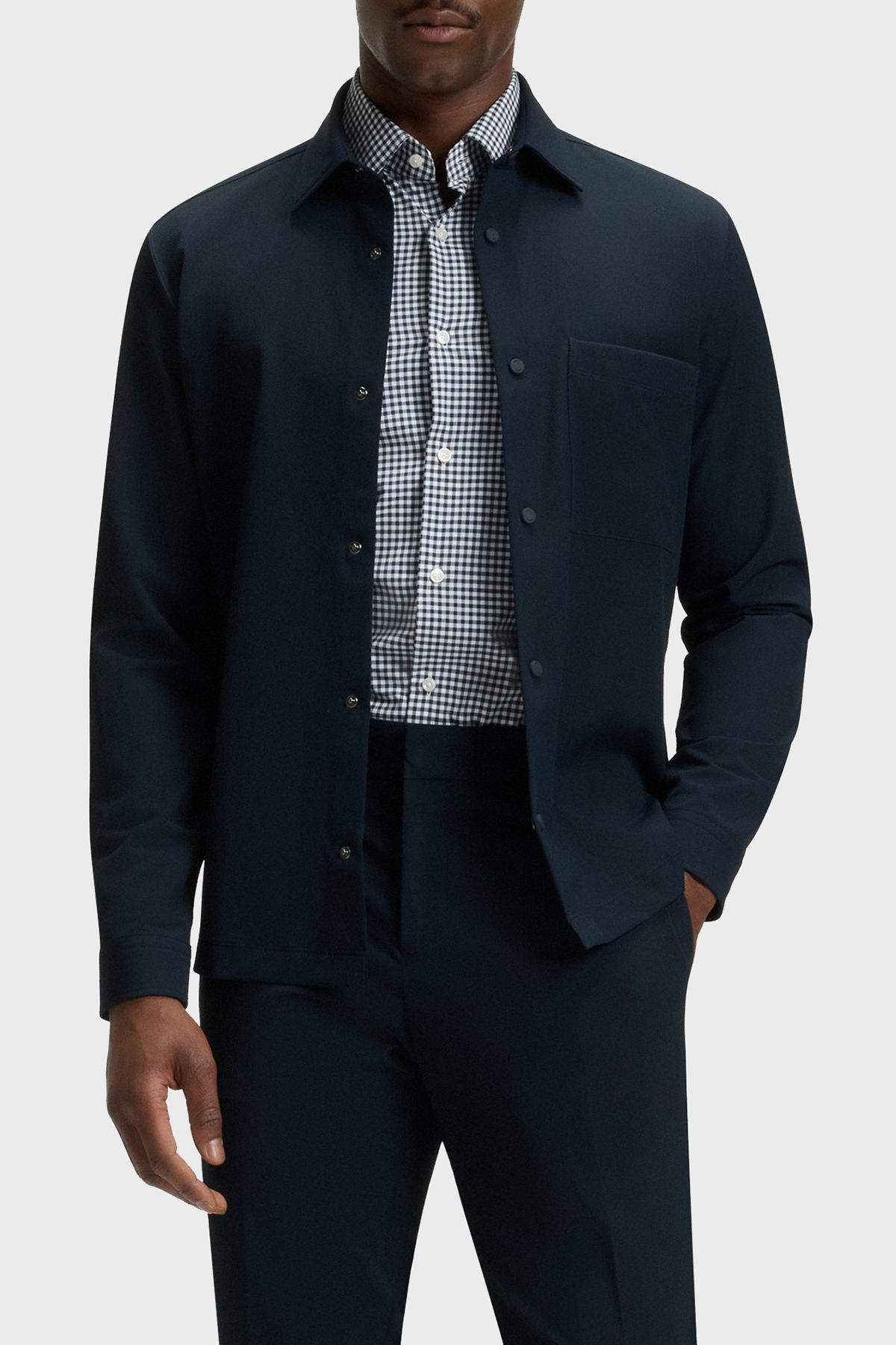 Boss Relaxed Fit  Yaka Göğüs Cepli Uzun Kollu Erkek Gömlek 50545325 404 LACİVERT