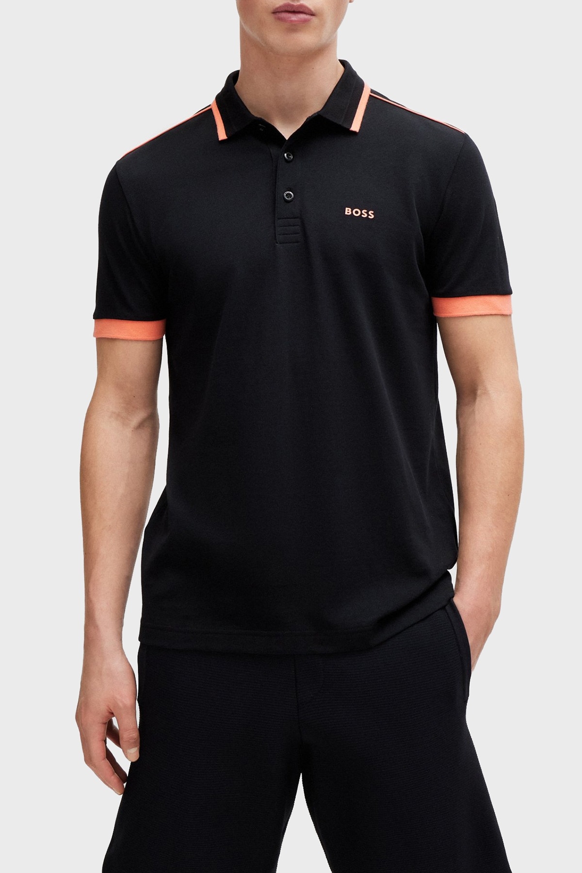 Boss Şeritli % 100 Pamuk Regular Fit Düğmeli Erkek Polo Yaka T Shirt 50512995 001 SİYAH