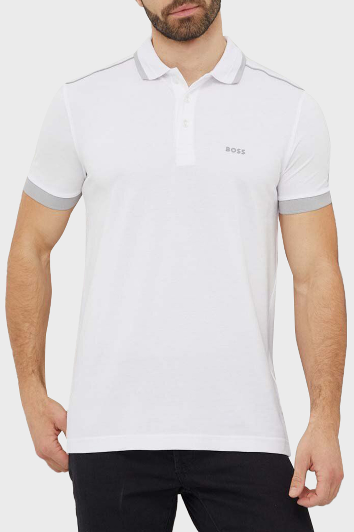Boss Şeritli % 100 Pamuk Regular Fit Düğmeli Erkek Polo Yaka T Shirt 50512995 100 BEYAZ