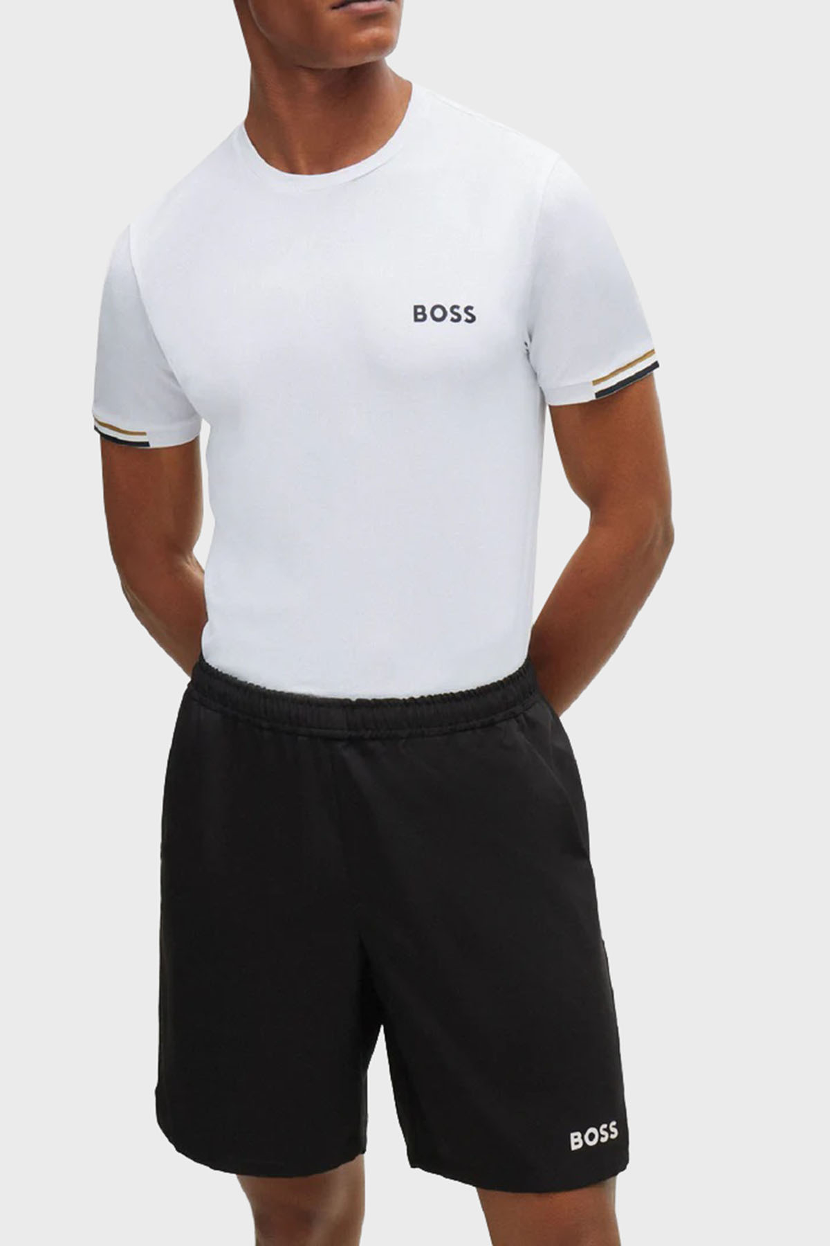 Boss Şeritli Regular Fit Bisiklet Yaka Erkek T Shirt 50506348 100 BEYAZ