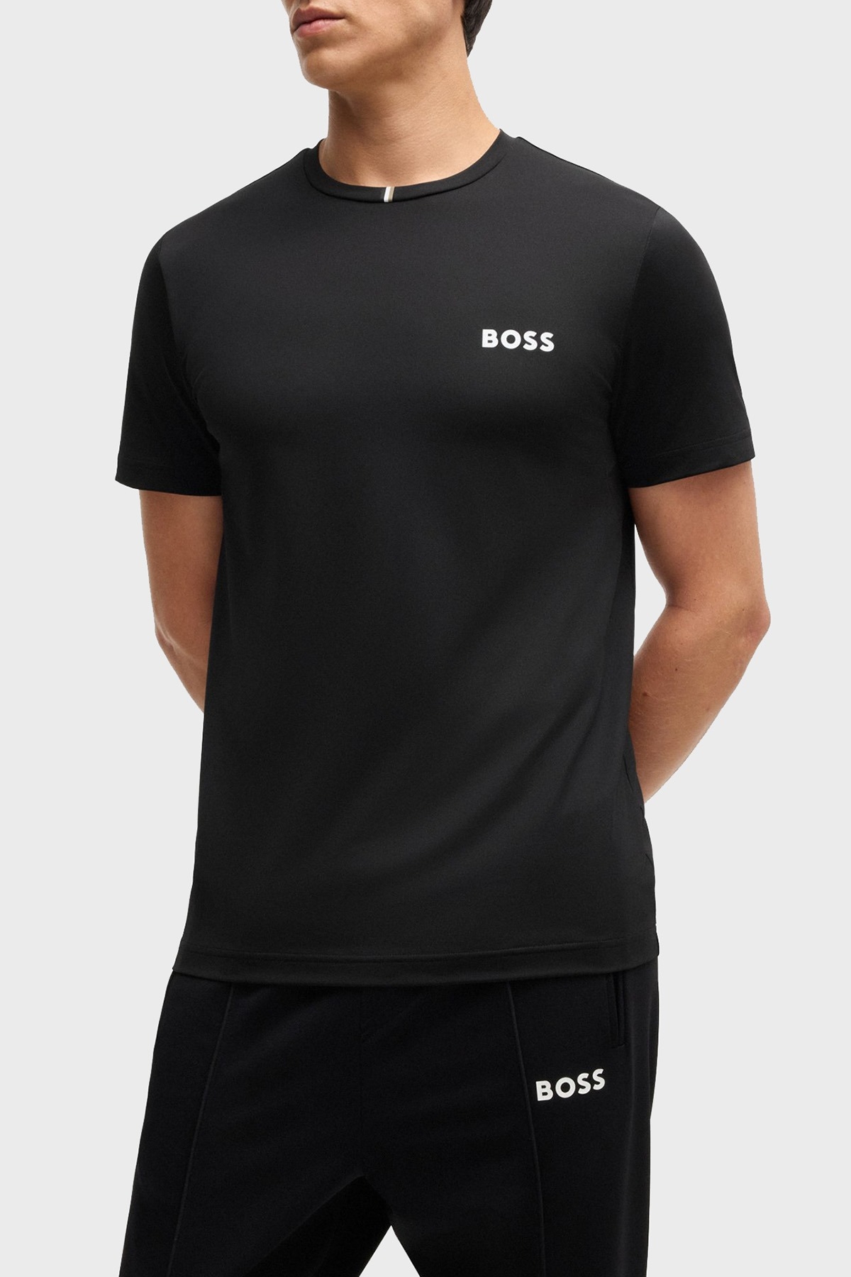 Boss Slim Fit Bisiklet Yaka Logolu Erkek T Shirt 50533794 001 SİYAH