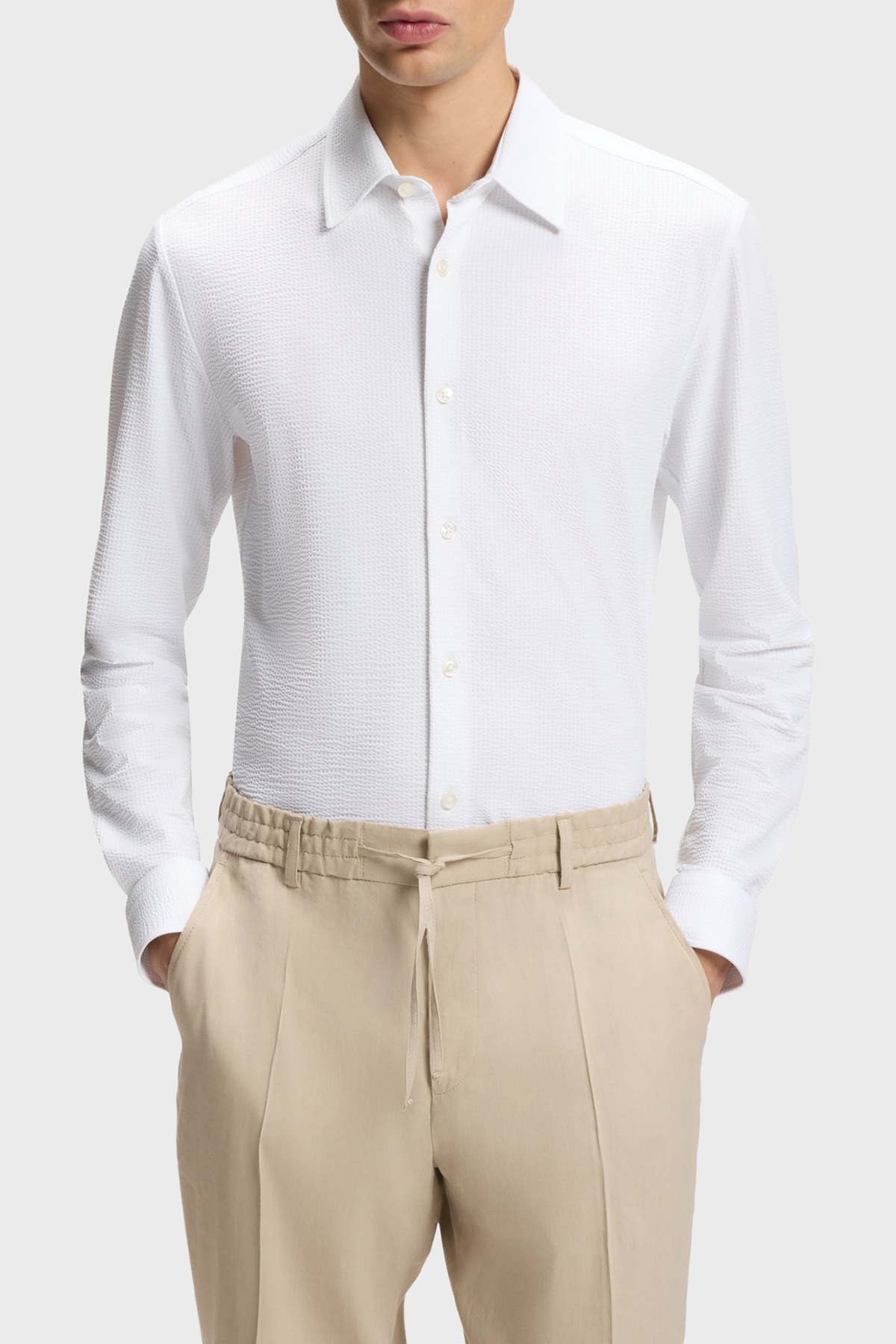 Boss Slim Fit Klasik Yaka Uzun Kollu Erkek Gömlek 50560706 100 BEYAZ