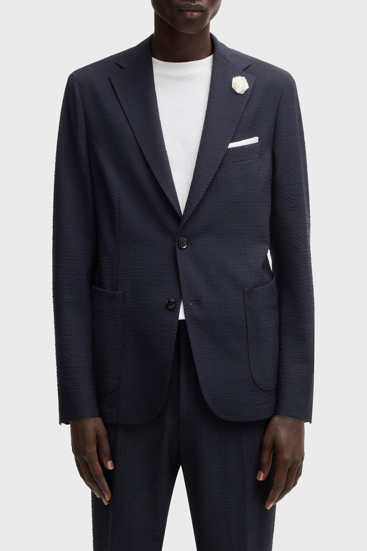 Boss Slim Fit Mono Yaka Dokulu Blazer Erkek Ceket 50540784 404 LACİVERT