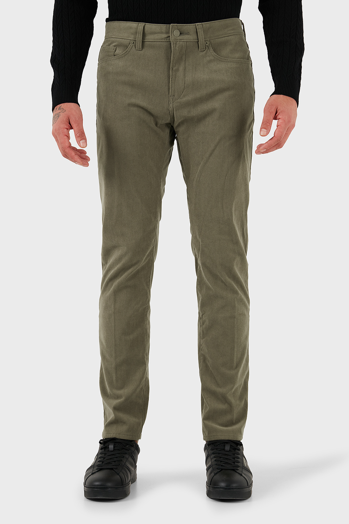 Boss Slim Fit Normal Bel Dar Paça Erkek Kadife Pantolon 50549468 245 HAKİ