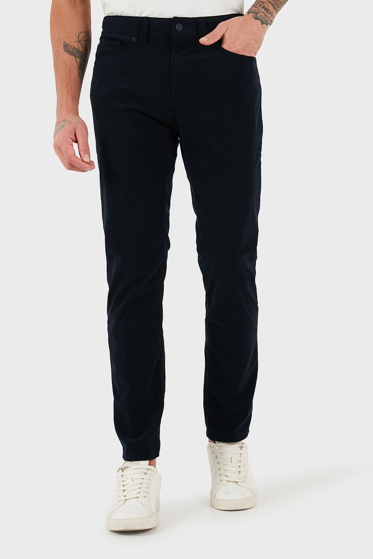 Boss Slim Fit Normal Bel Dar Paça Kadife Erkek Pantolon 50549468 404 LACİVERT