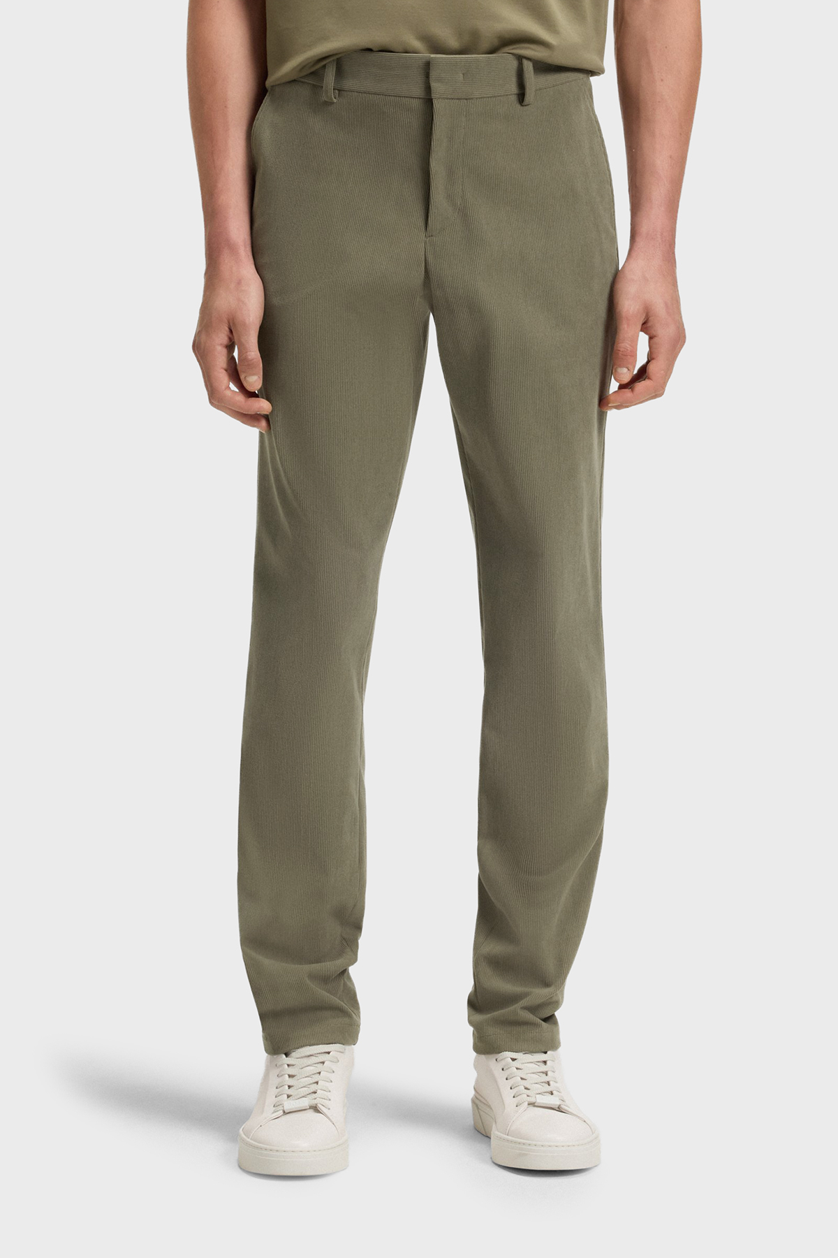Boss Slim Fit Normal Bel Düz Paça Kadife Erkek Pantolon 50551683 245 HAKİ