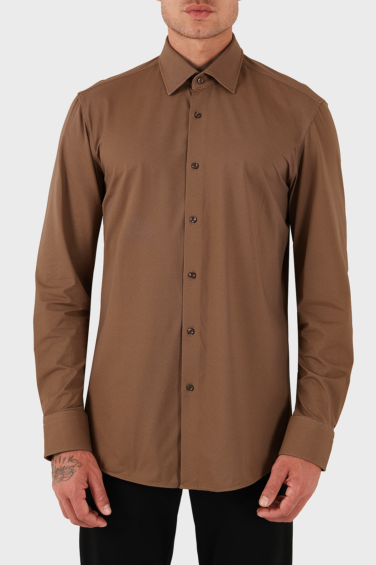 Boss Slim Fit Streç Uzun Kollu Erkek Gömlek 50545428 217 KAHVE
