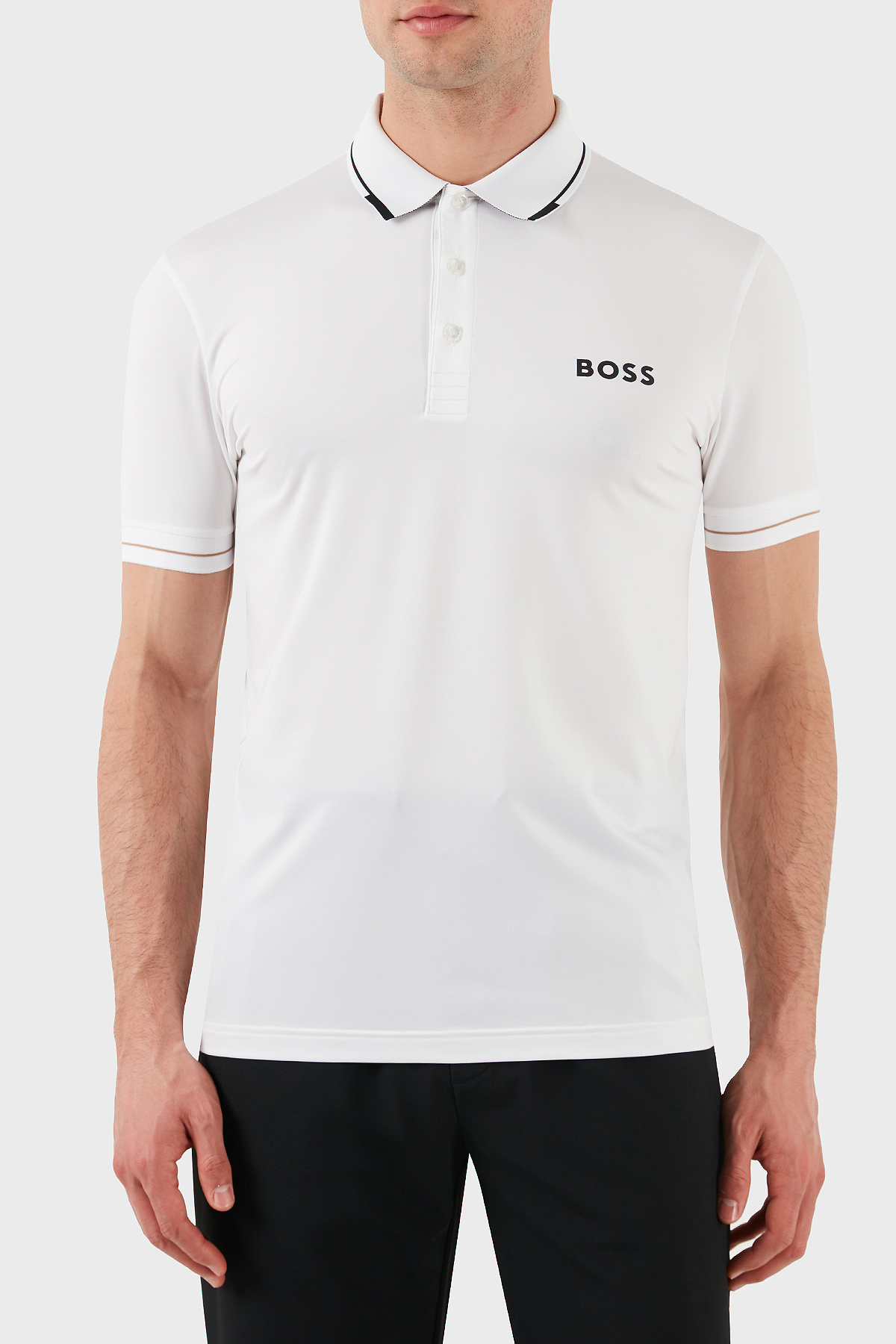 Boss Streç Logo Baskılı Regular Fit Düğmeli Erkek Polo Yaka T Shirt 50506203 100 BEYAZ
