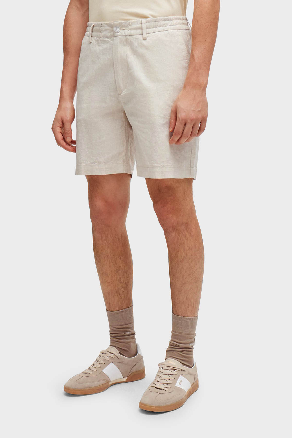 Boss Streç Pamuk Keten Karışımlı Regular Fit Erkek Short 50512555 276 BEJ