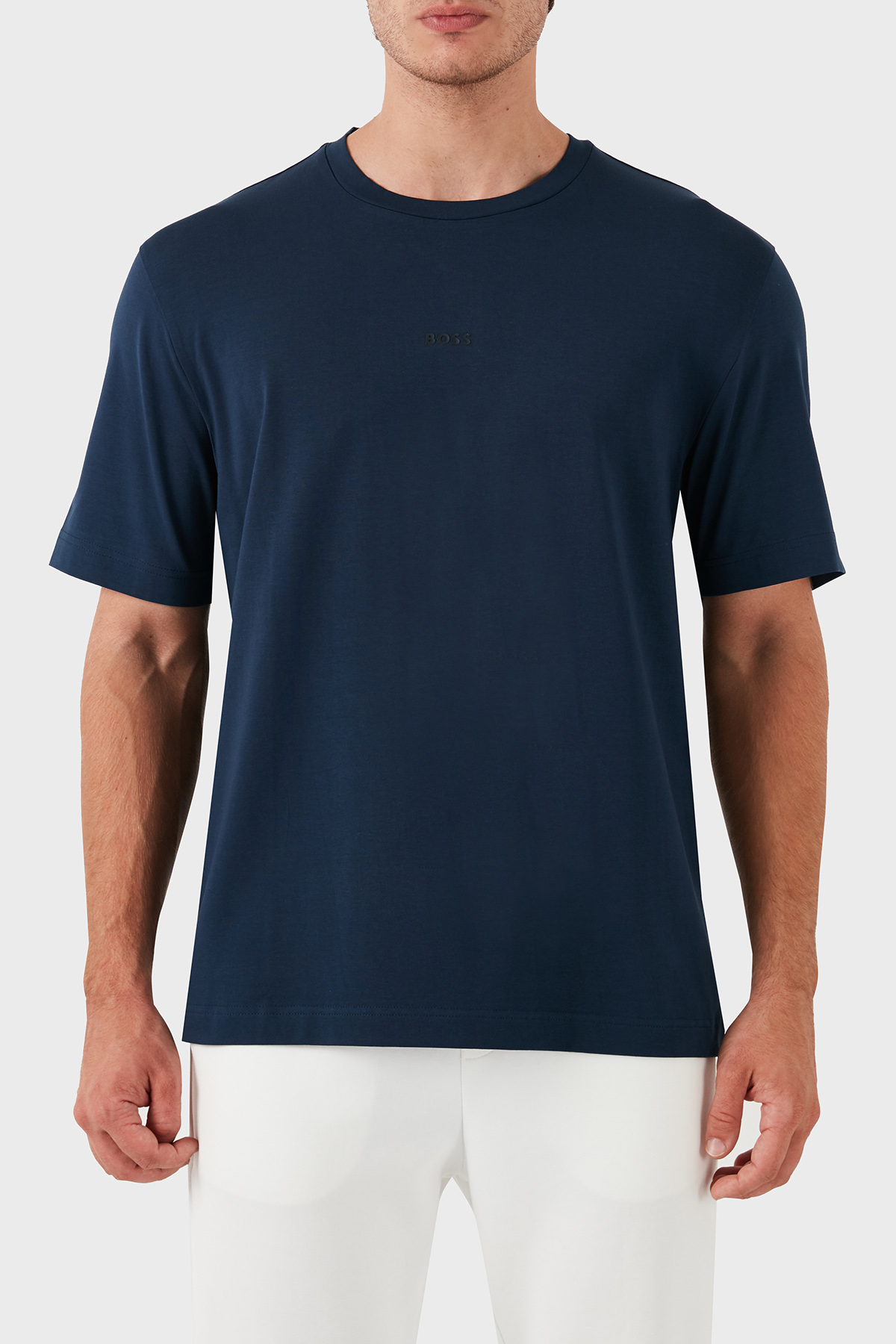 Boss Streç Pamuklu Bisiklet Yaka Erkek T Shirt 50473278 464 LACİVERT-LİLA
