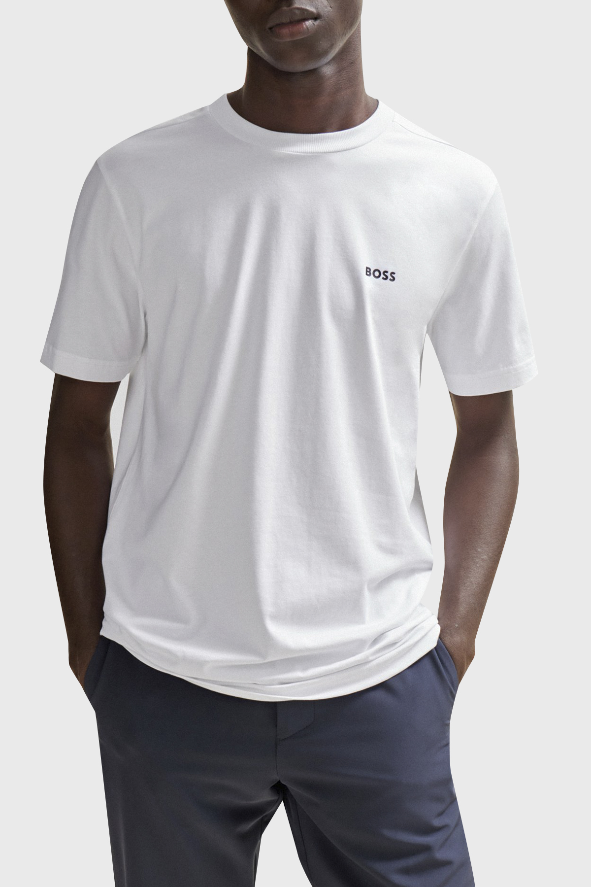 Boss Streç Pamuklu Bisiklet Yaka Regular Fit Erkek T Shirt 50506373 100 BEYAZ