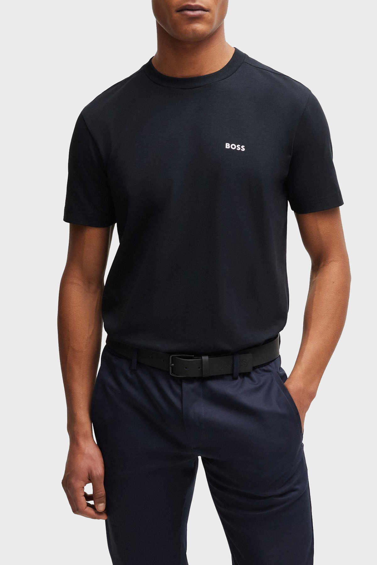 Boss Streç Pamuklu Bisiklet Yaka Regular Fit Erkek T Shirt 50506373 402 LACİVERT