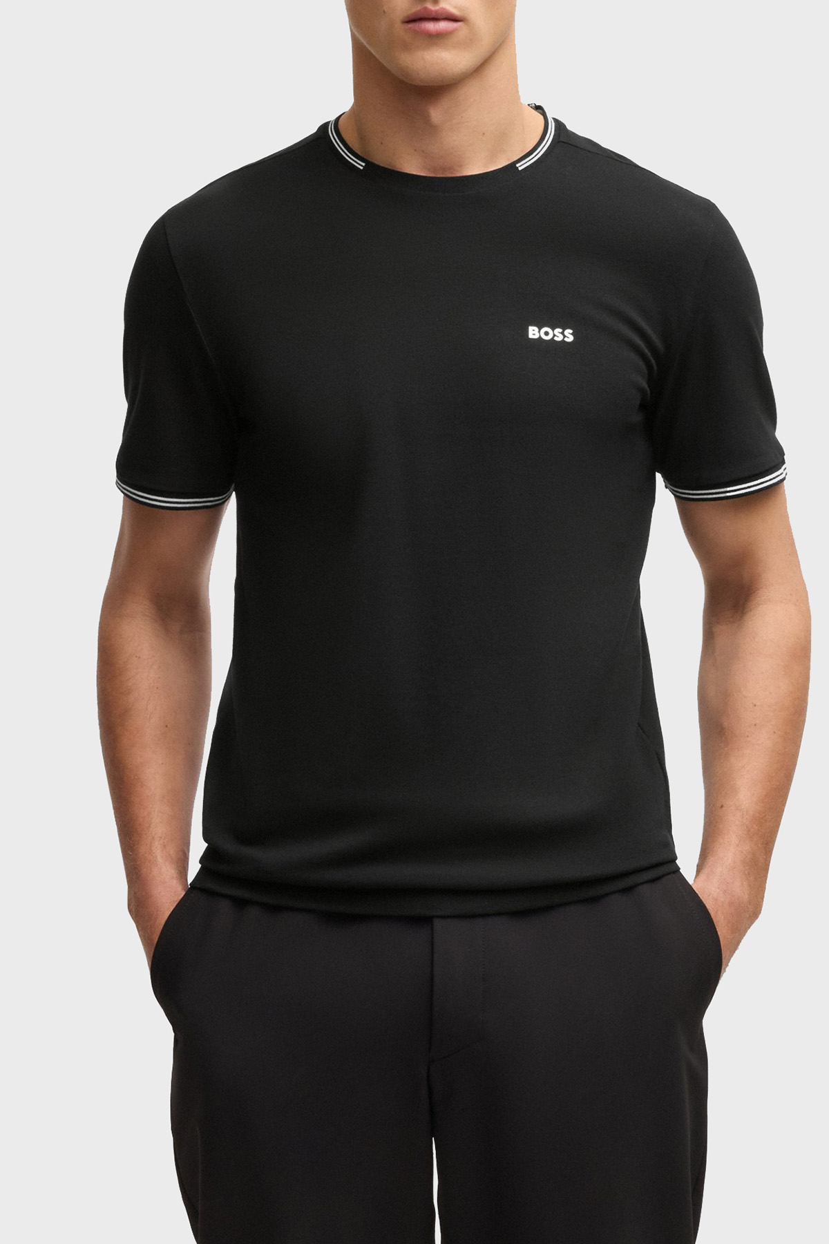 Boss Streç Pamuklu Regular Fit Bisiklet Yaka Erkek T Shirt 50521245 001 SİYAH