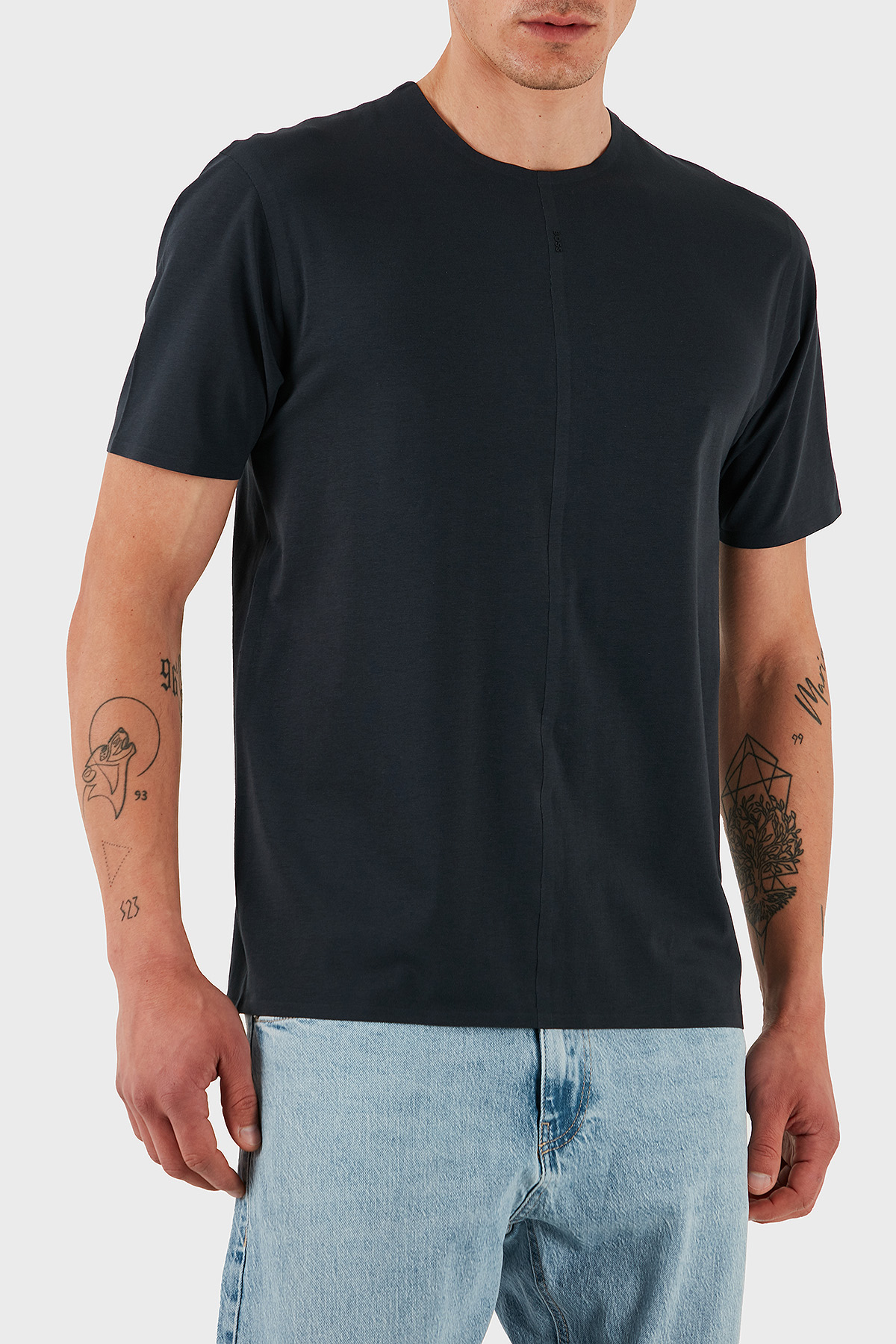 Boss Streç Pamuklu Regular Fit Bisiklet Yaka Erkek T Shirt 50533301 402 LACİVERT