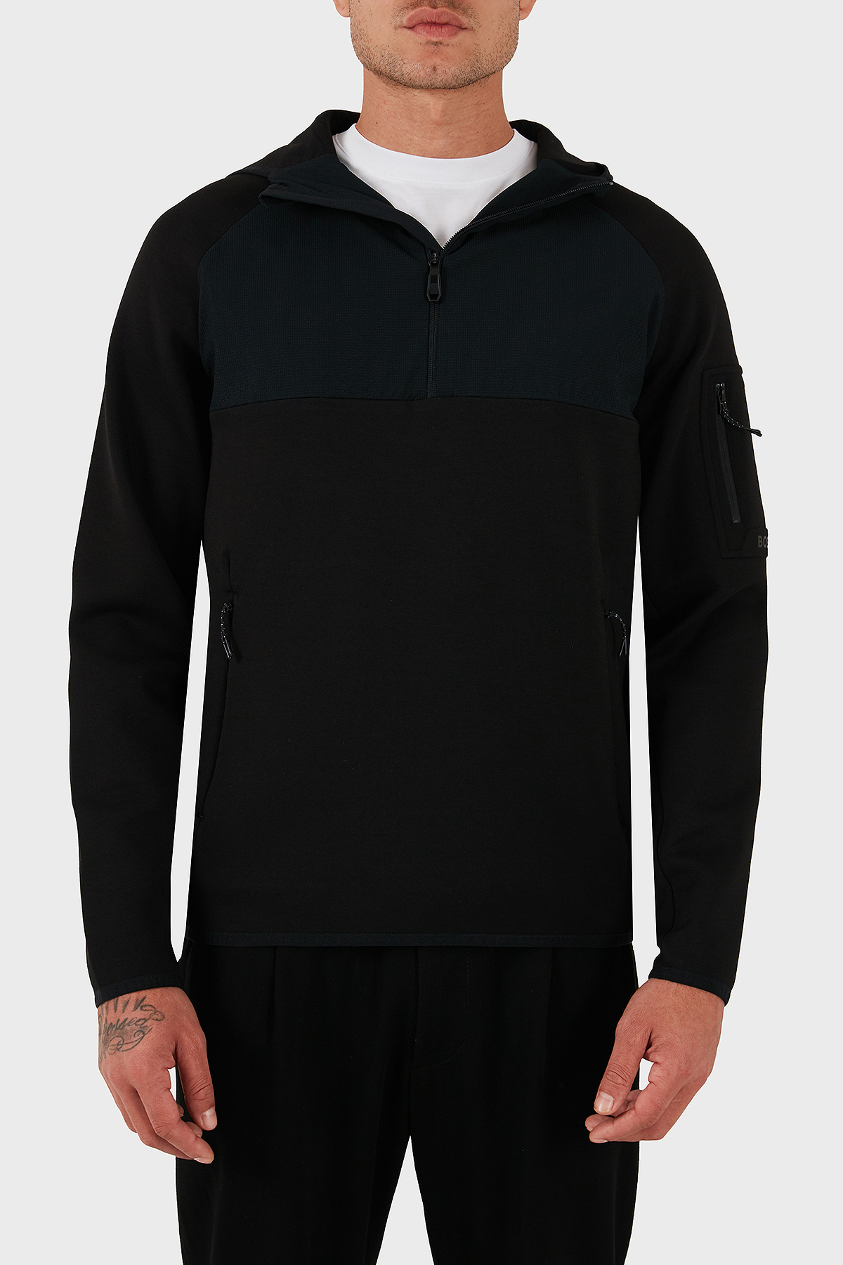 Boss Streç Pamuklu Regular Fit Kapüşonlu Erkek Sweat 50543921 001 SİYAH